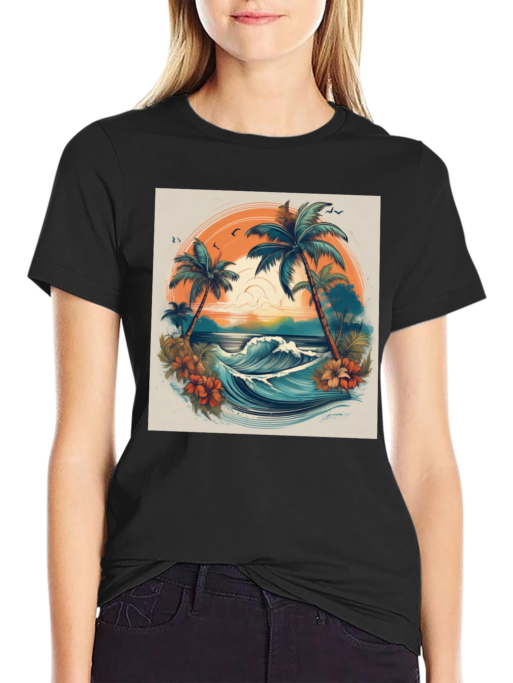 Tropical Paradise Graphic Tee - Beach Vibes
