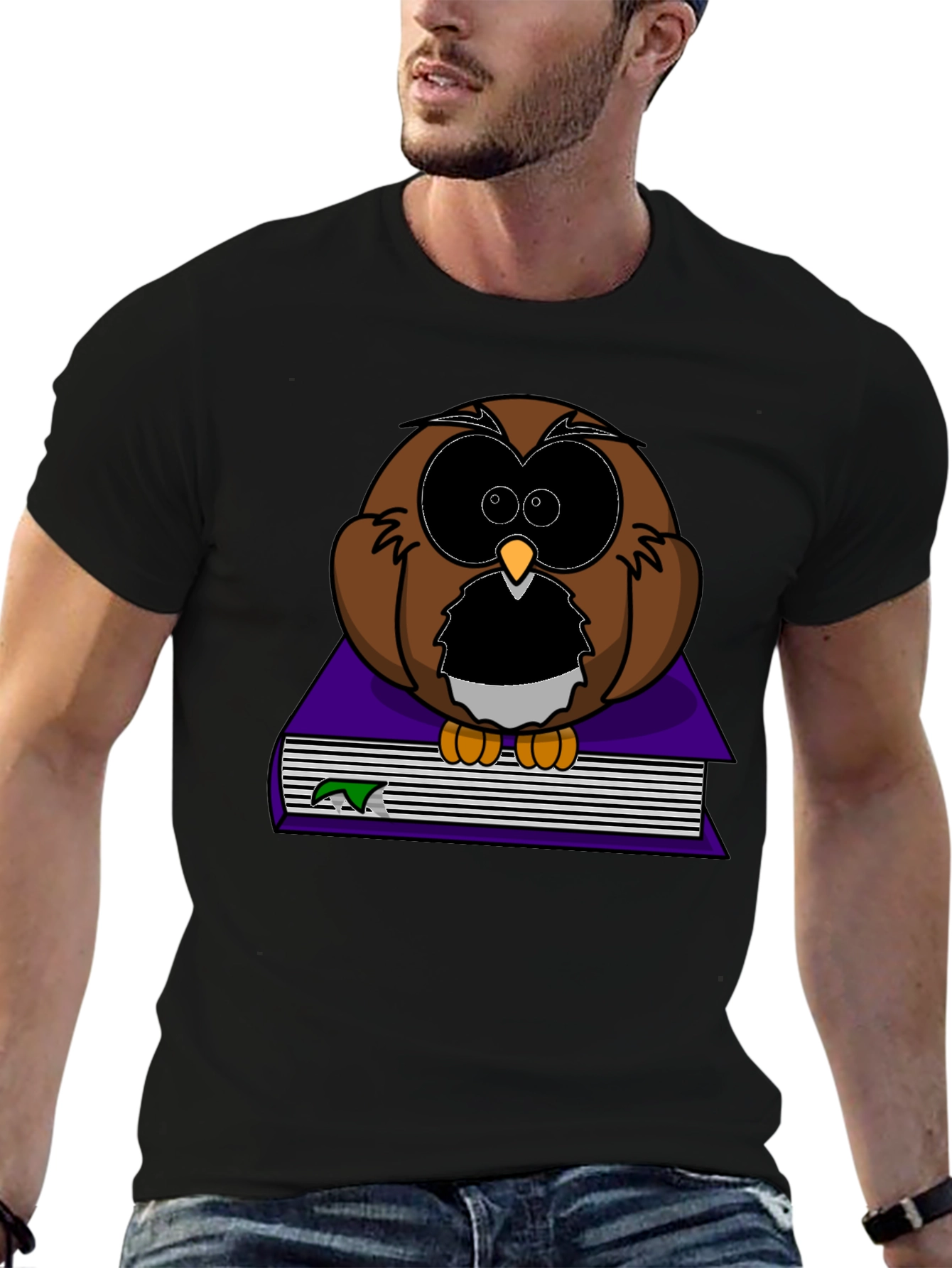 Owl on Book Graphic Tee - Black