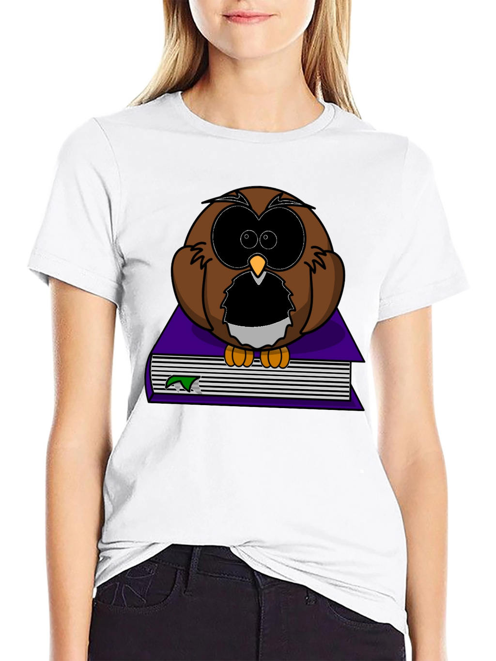 Owl on Book Graphic Tee - Black