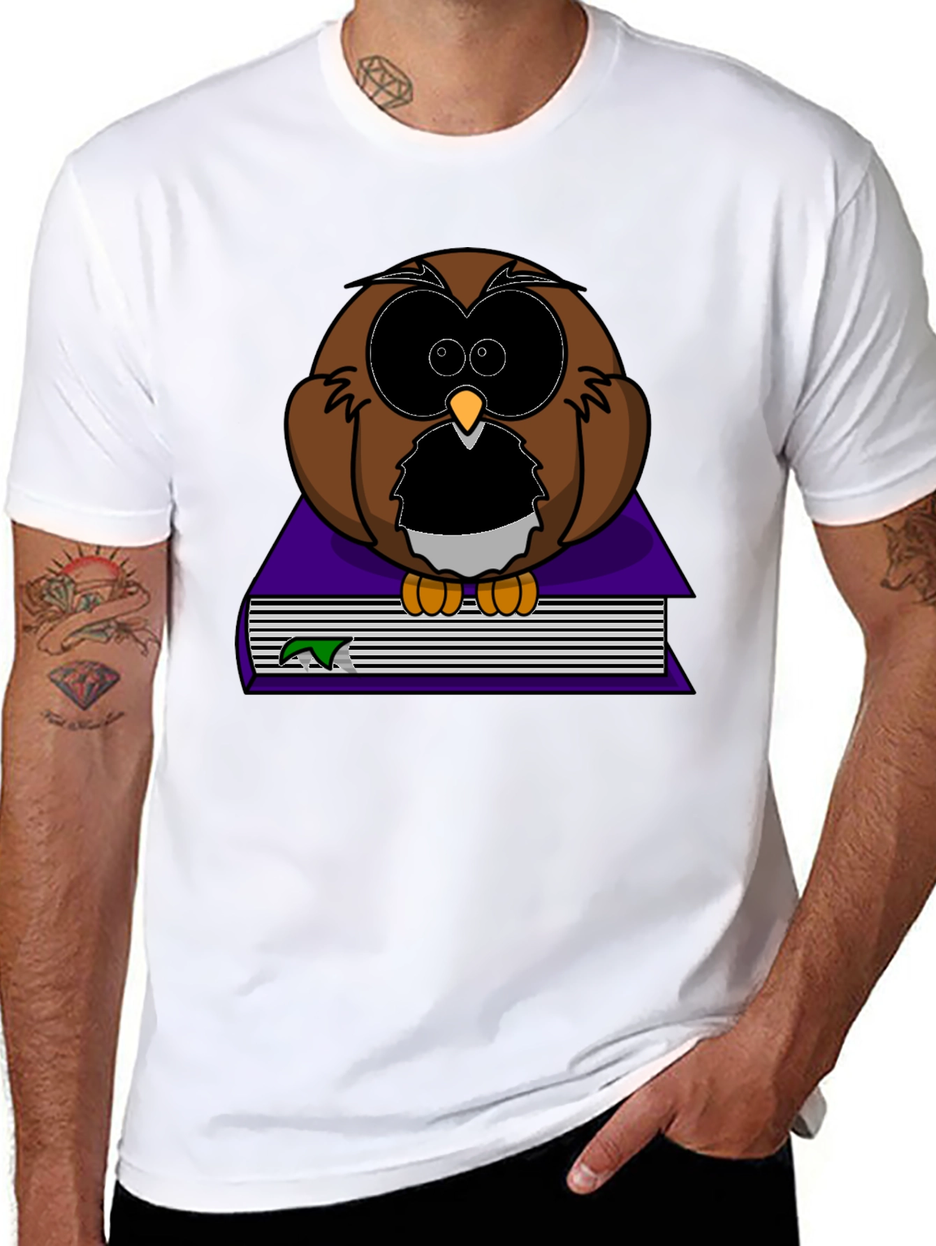 Owl on Book Graphic Tee - Black