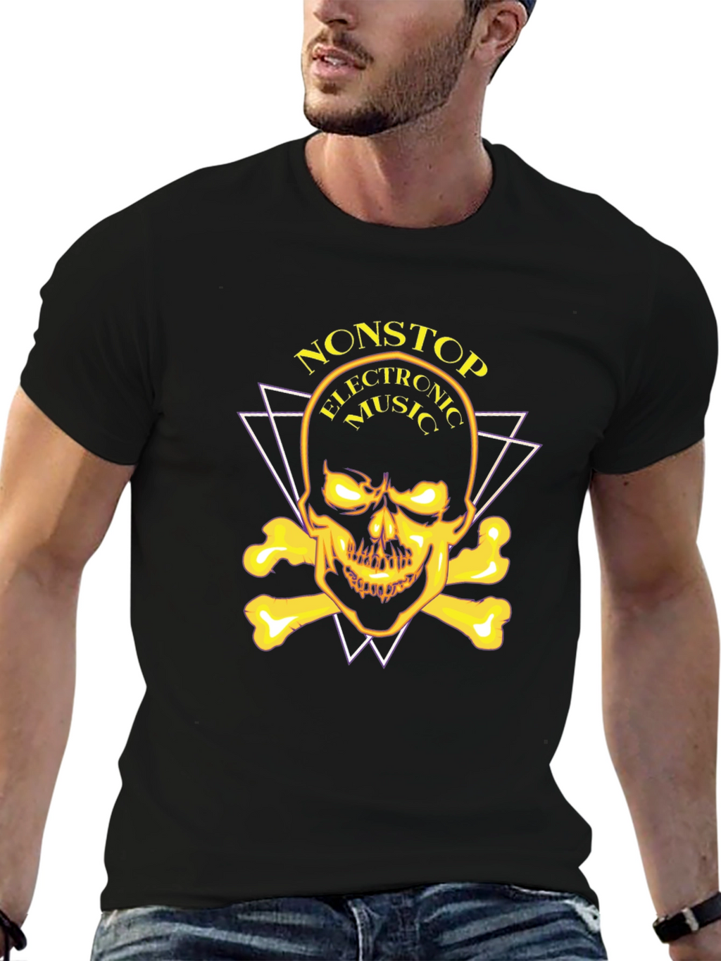 Nonstop Electronic Music Skull Graphic Tee