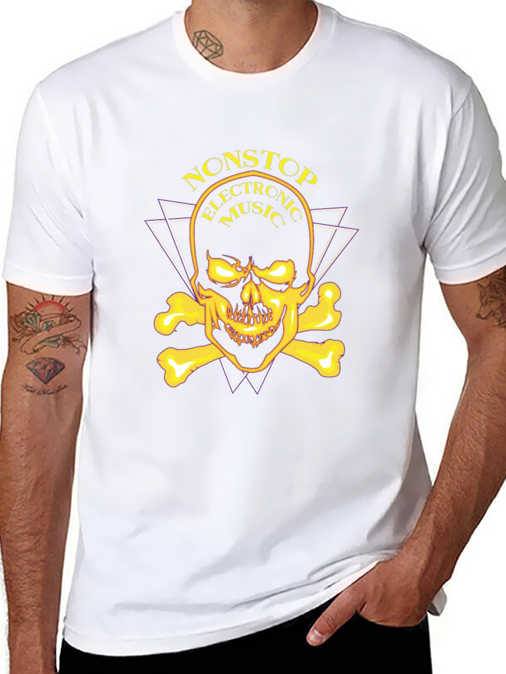 Nonstop Electronic Music Skull Graphic Tee