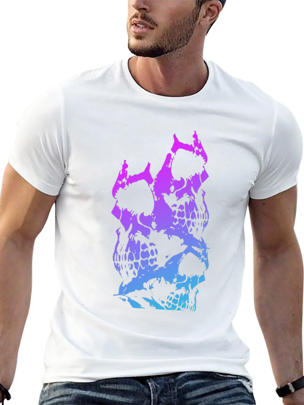 Skull Stack Graphic Tee - Black