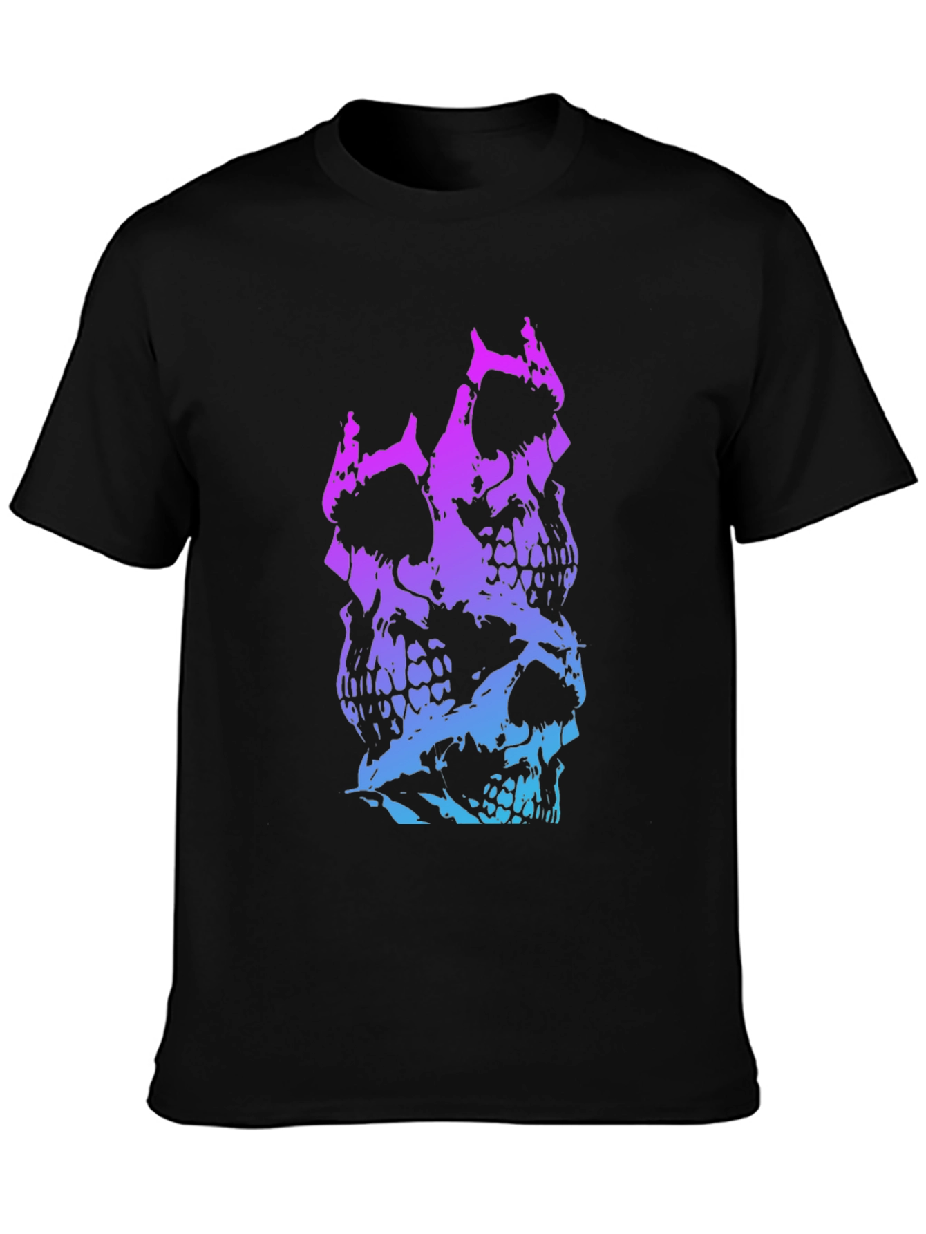 Skull Stack Graphic Tee - Black