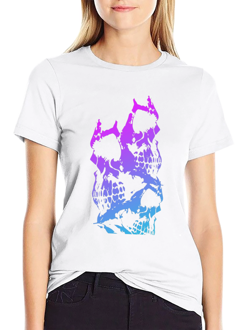 Skull Stack Graphic Tee - Black