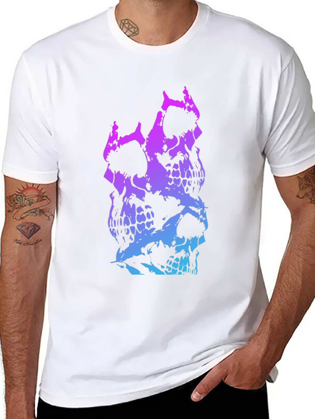 Skull Stack Graphic Tee - Black
