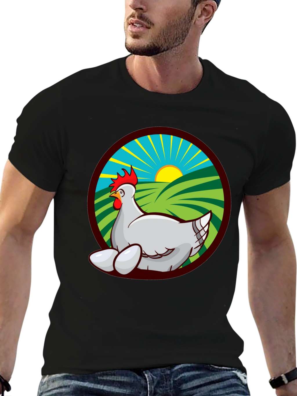 Chicken and Eggs Graphic Tee - Farm Fresh Design