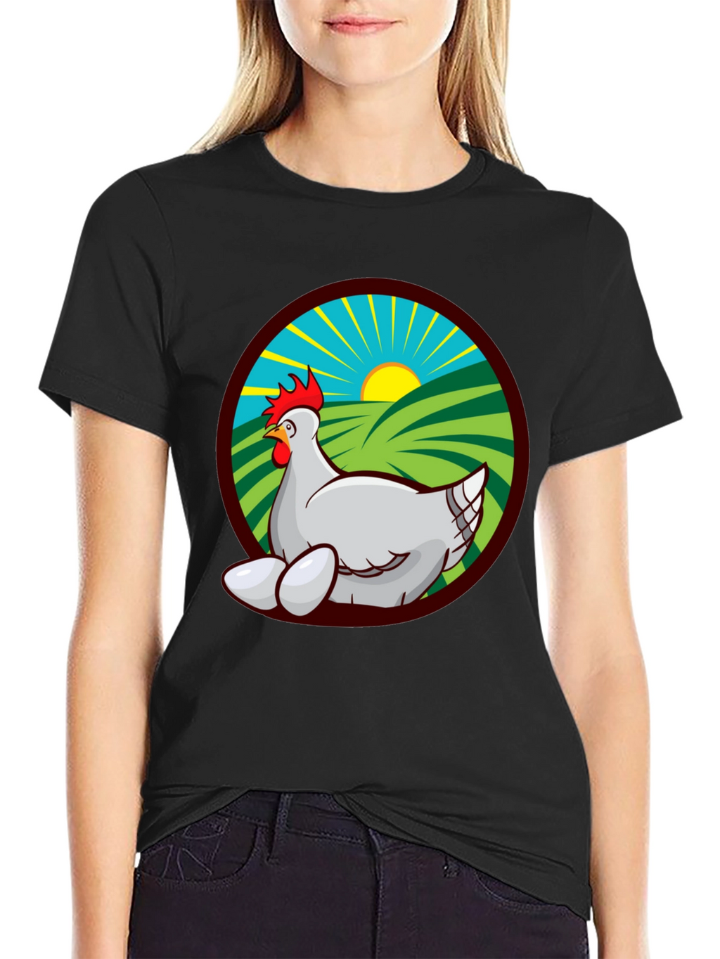 Chicken and Eggs Graphic Tee - Farm Fresh Design