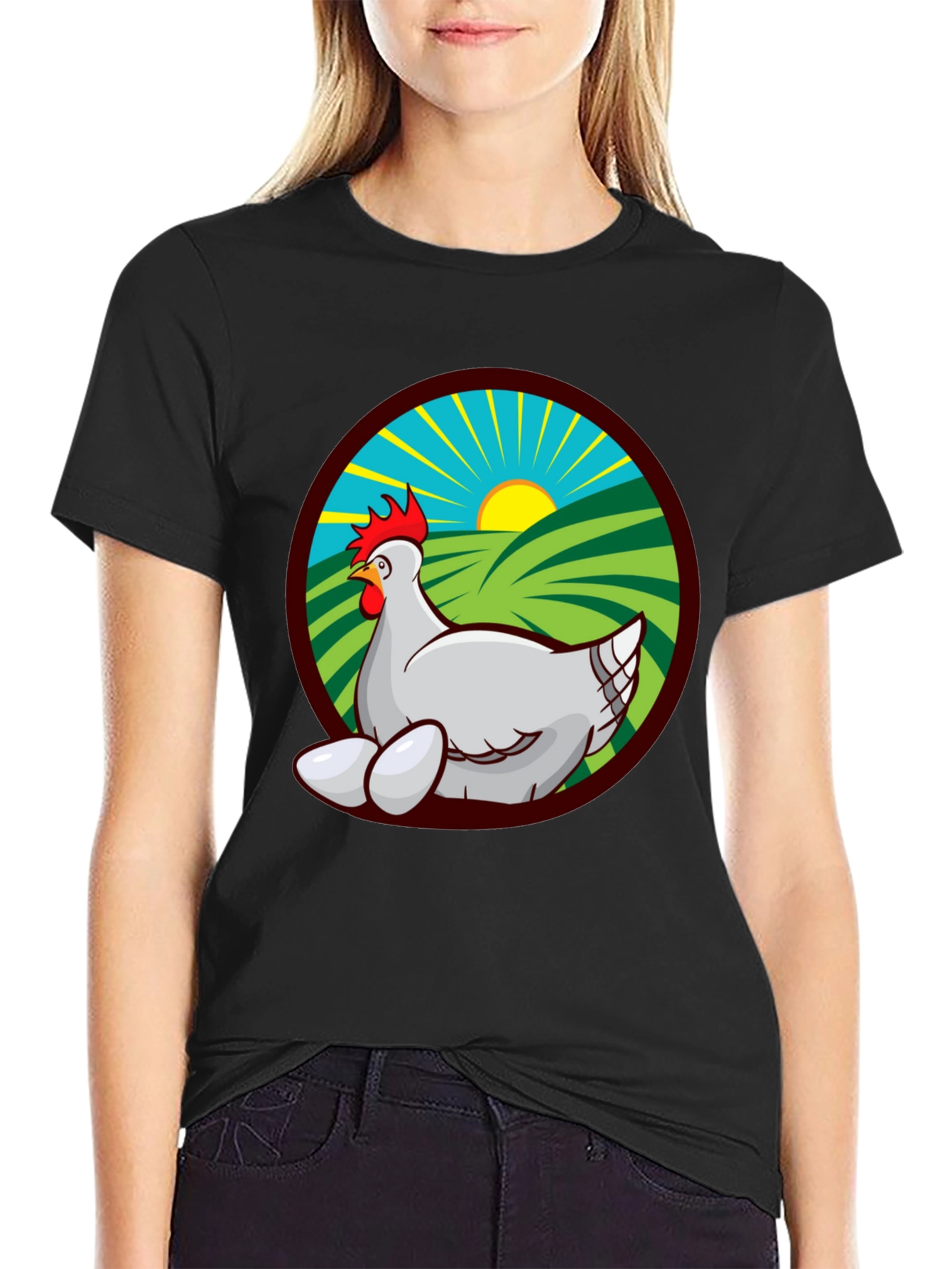 Chicken and Eggs Graphic Tee - Farm Fresh Design