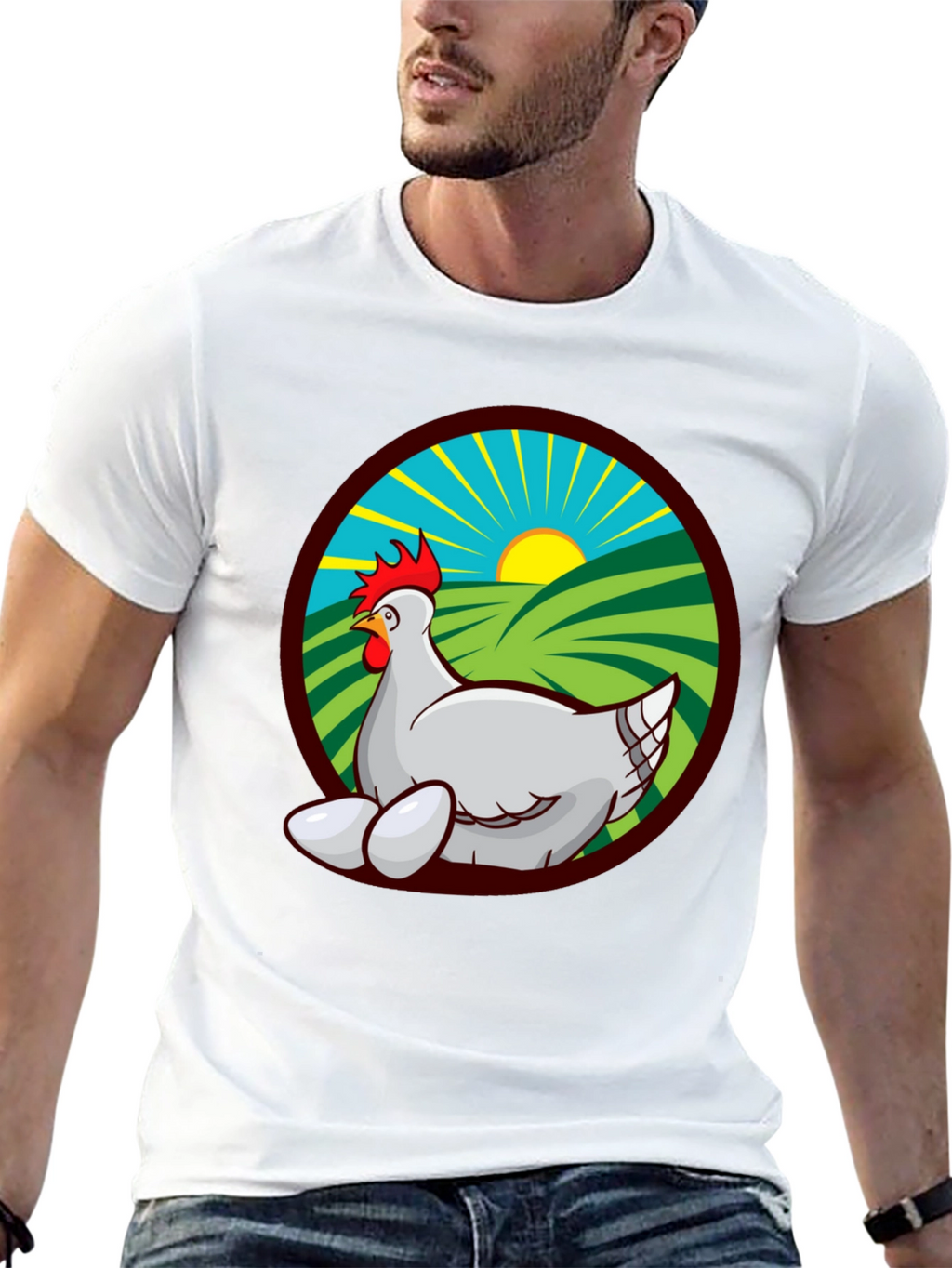 Chicken and Eggs Graphic Tee - Farm Fresh Design