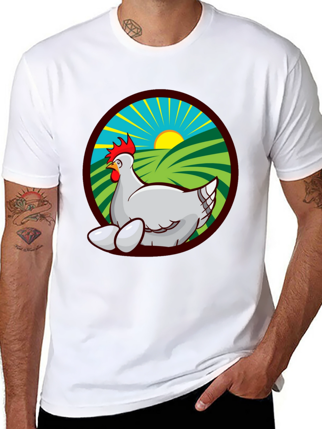 Chicken and Eggs Graphic Tee - Farm Fresh Design