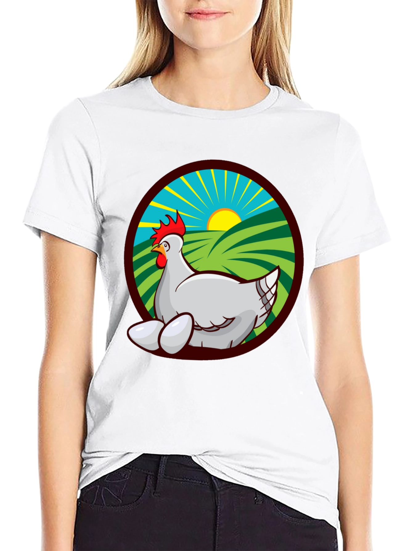 Chicken and Eggs Graphic Tee - Farm Fresh Design
