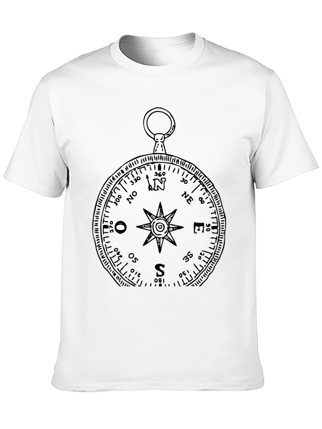 Compass Rose Graphic Print Black T-Shirt