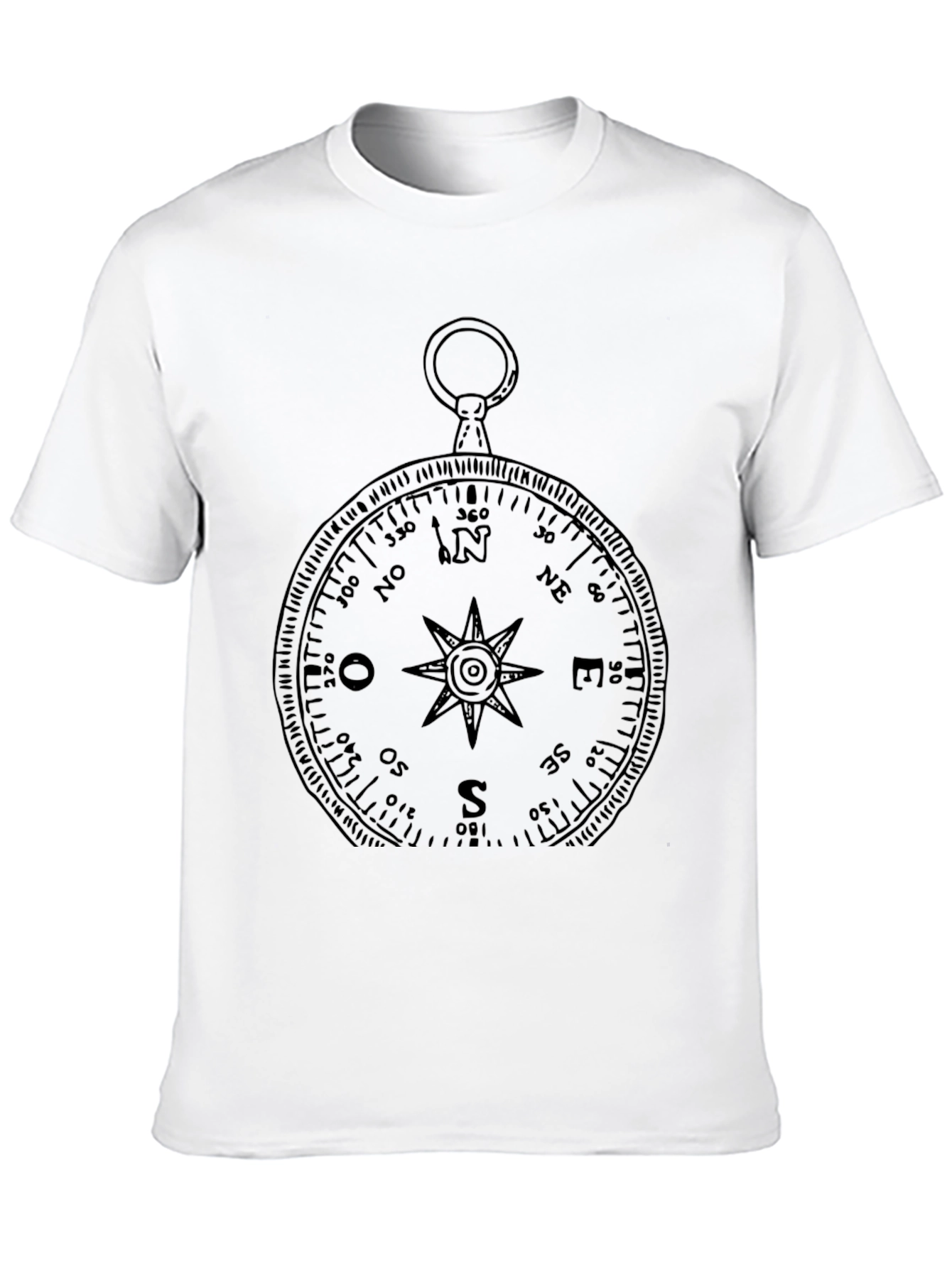 Compass Rose Graphic Print Black T-Shirt