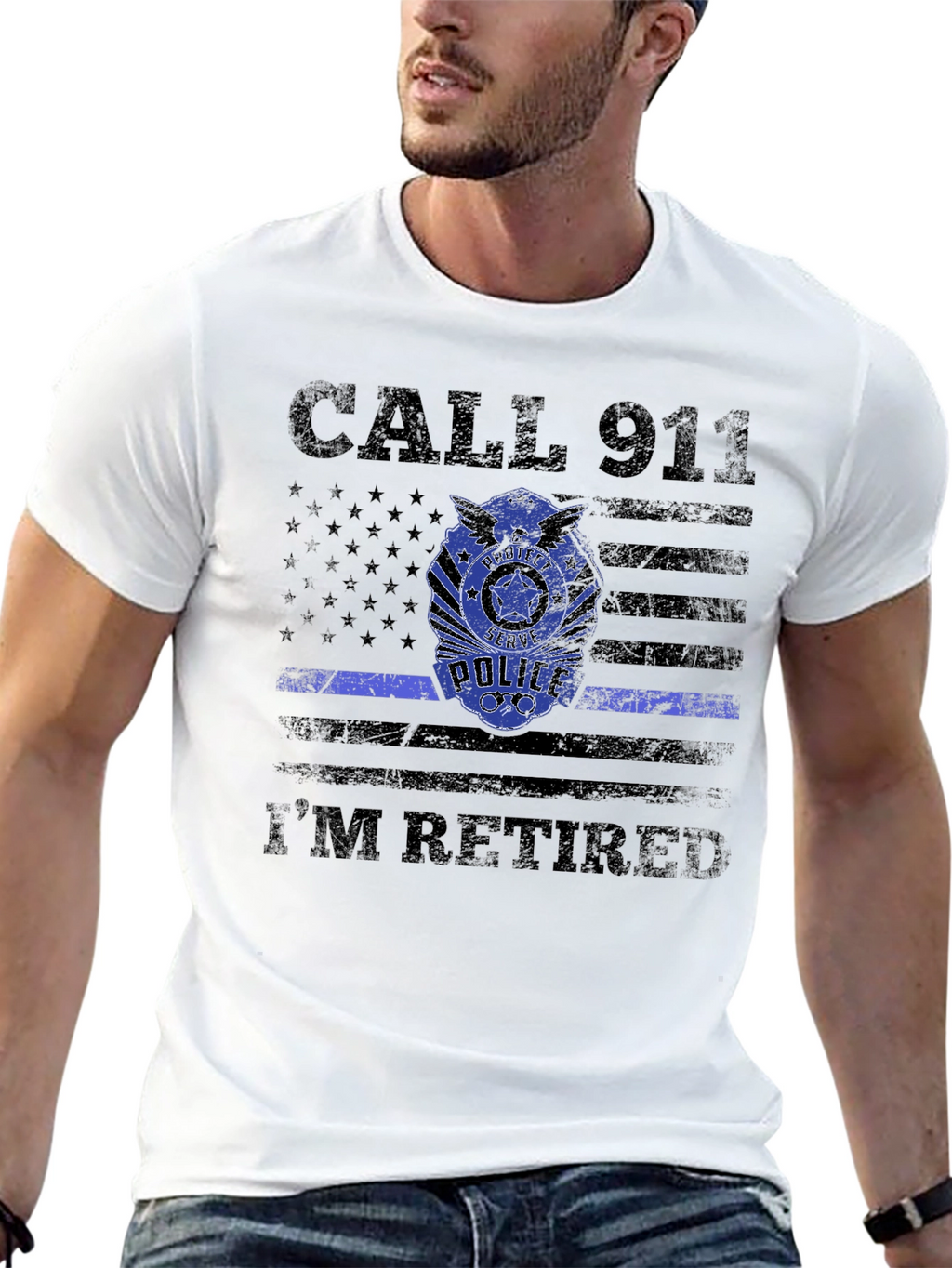 Retired Police Officer T-Shirt - Call 911 Im Retired