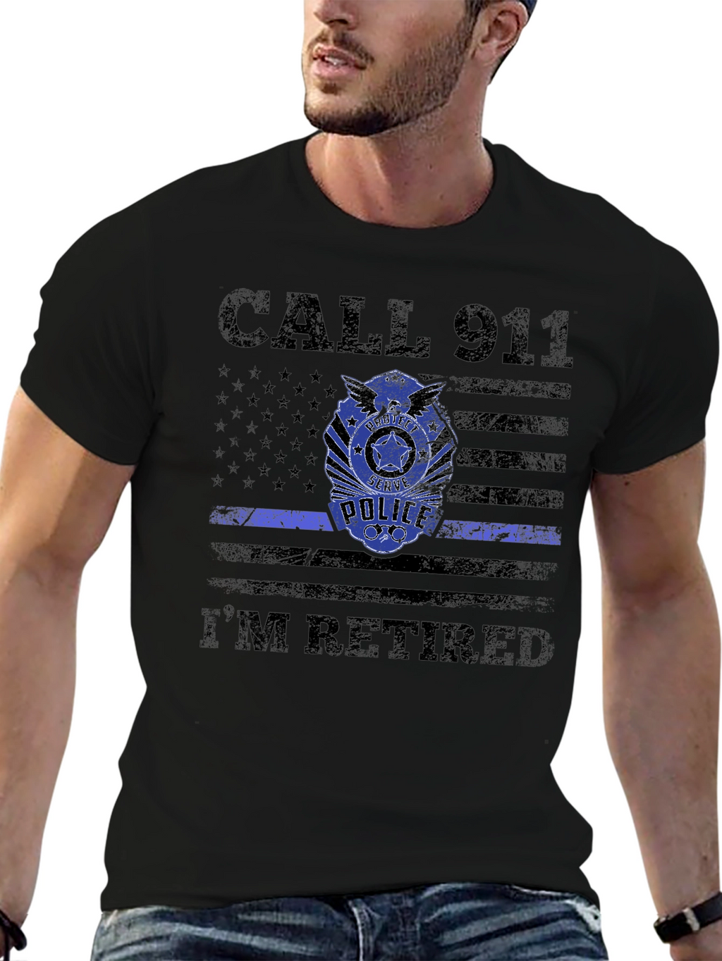 Retired Police Officer T-Shirt - Call 911 Im Retired