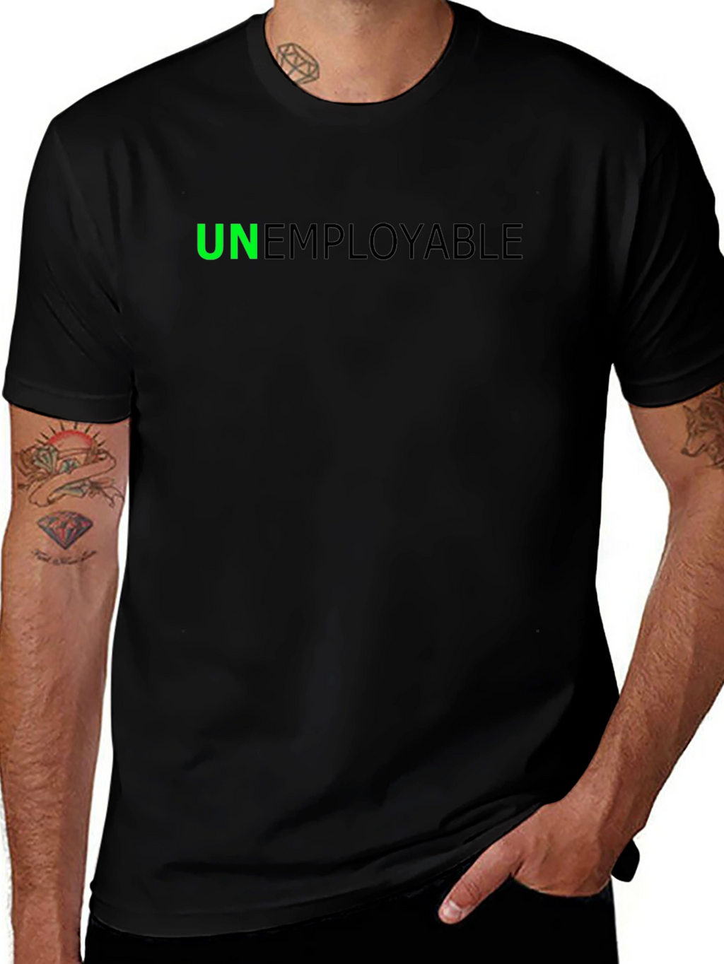 Unemployable Graphic Tee - Black Cotton Blend T-Shirt