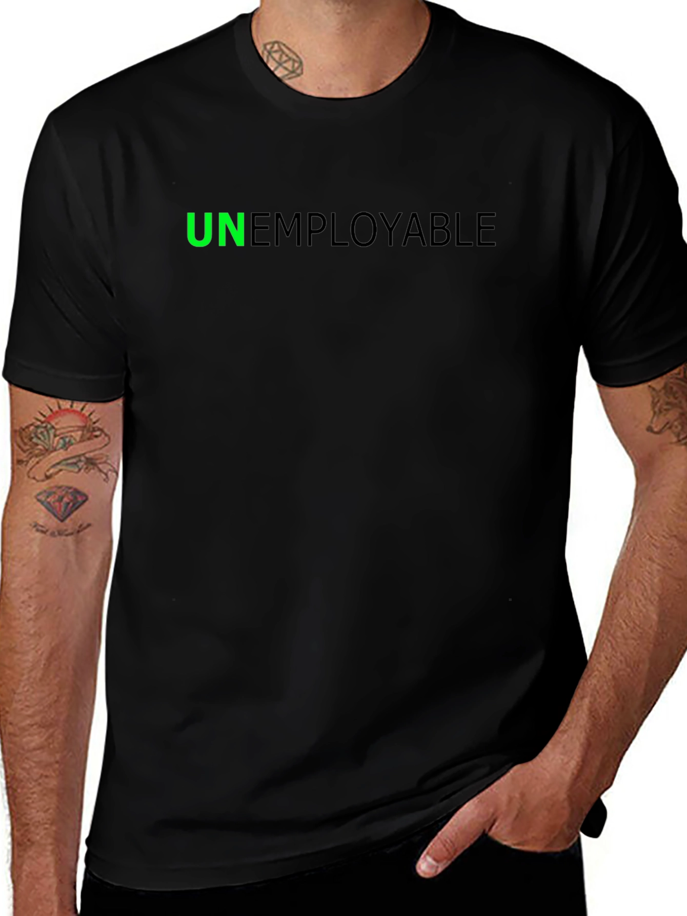 Unemployable Graphic Tee - Black Cotton Blend T-Shirt