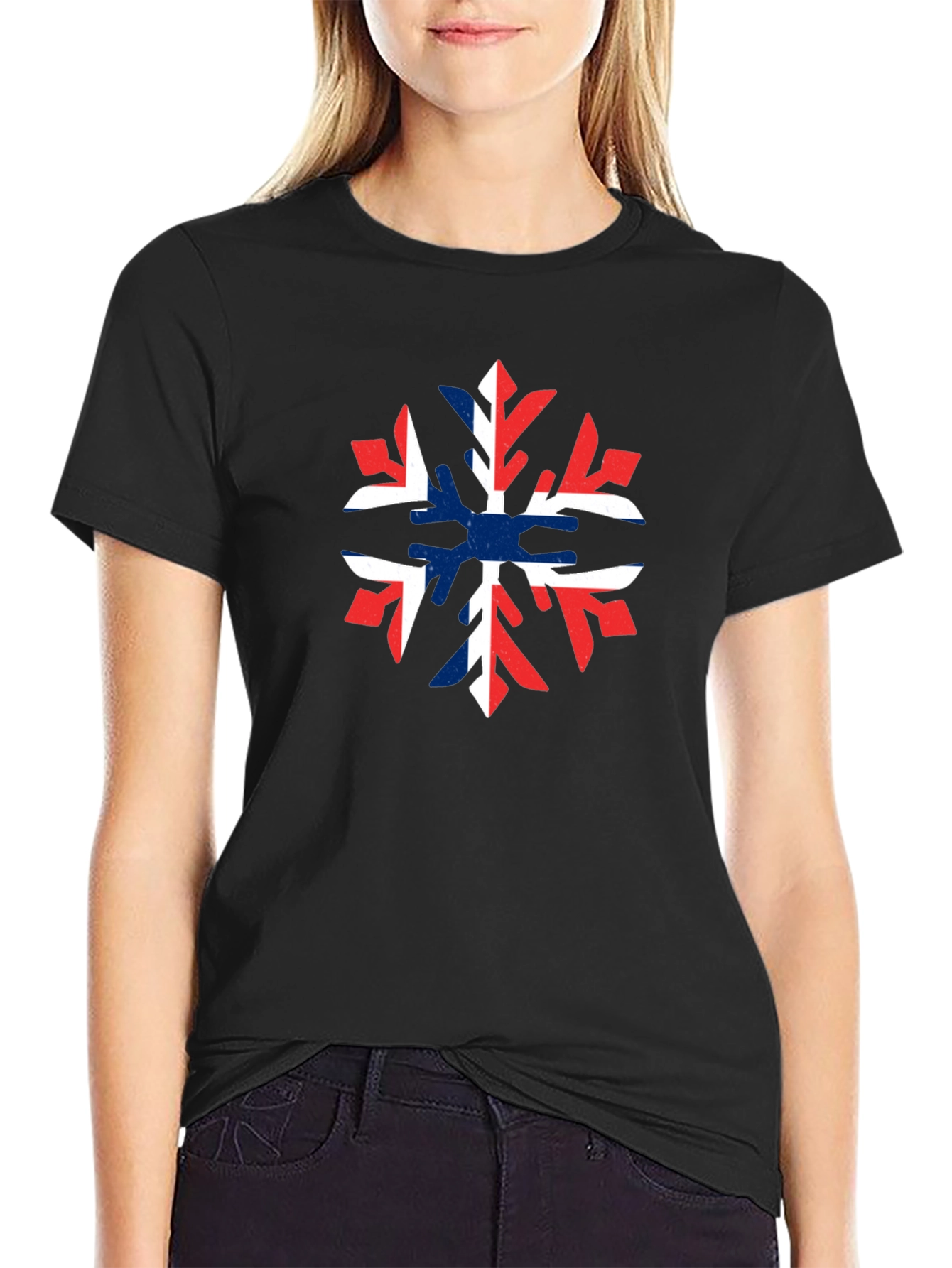 Norway Flag Snowflake Graphic T-Shirt