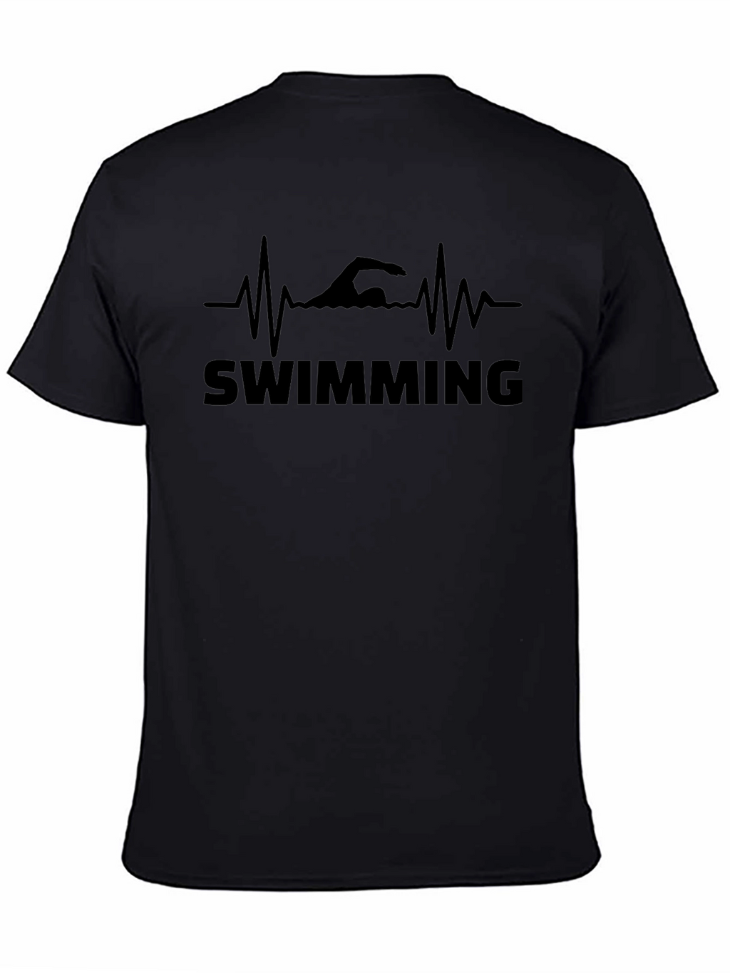 Swimming Heartbeat T-Shirt - Mens Black Graphic Tee