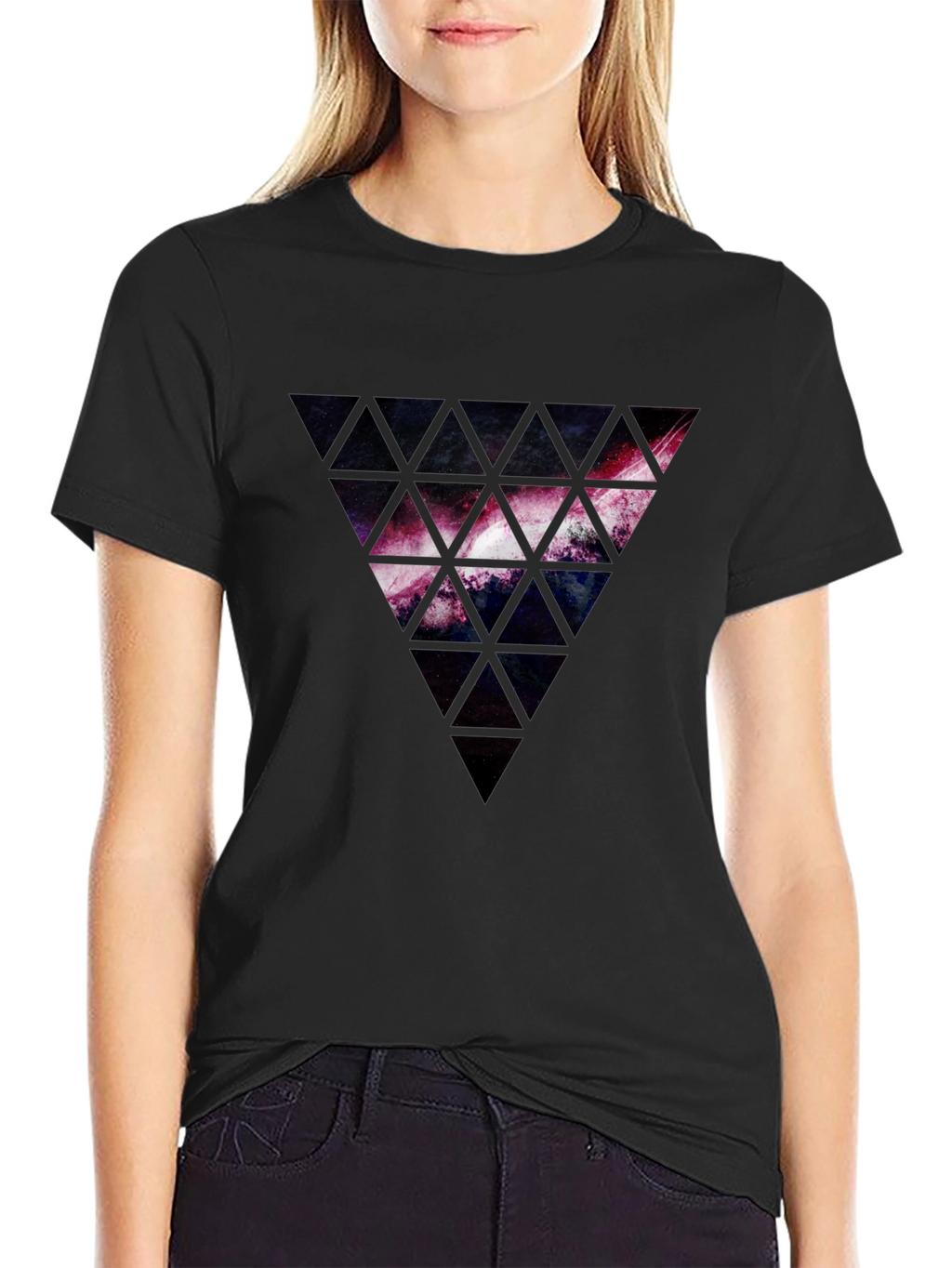 Galaxy Triangle Graphic Black T-Shirt