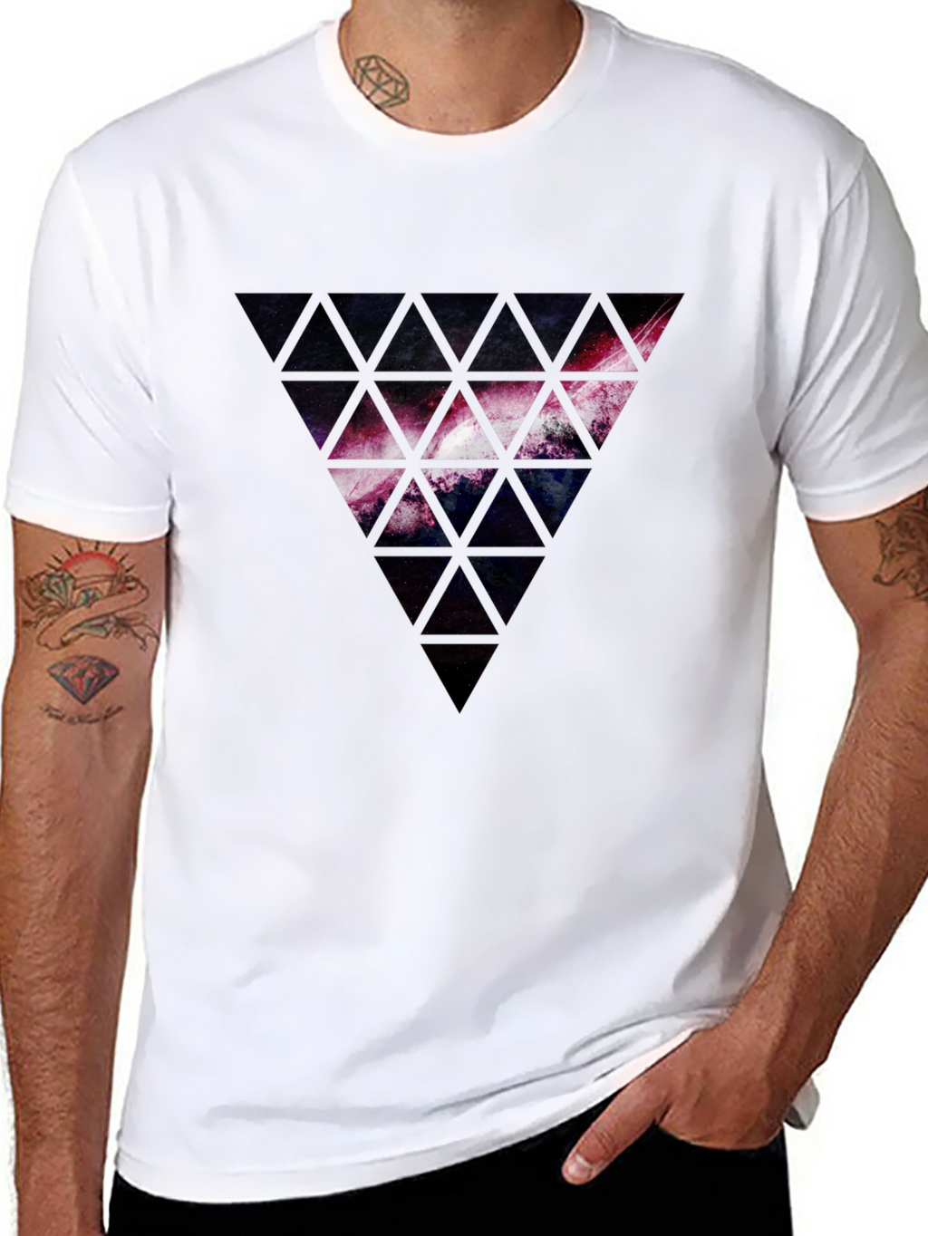 Galaxy Triangle Graphic Black T-Shirt