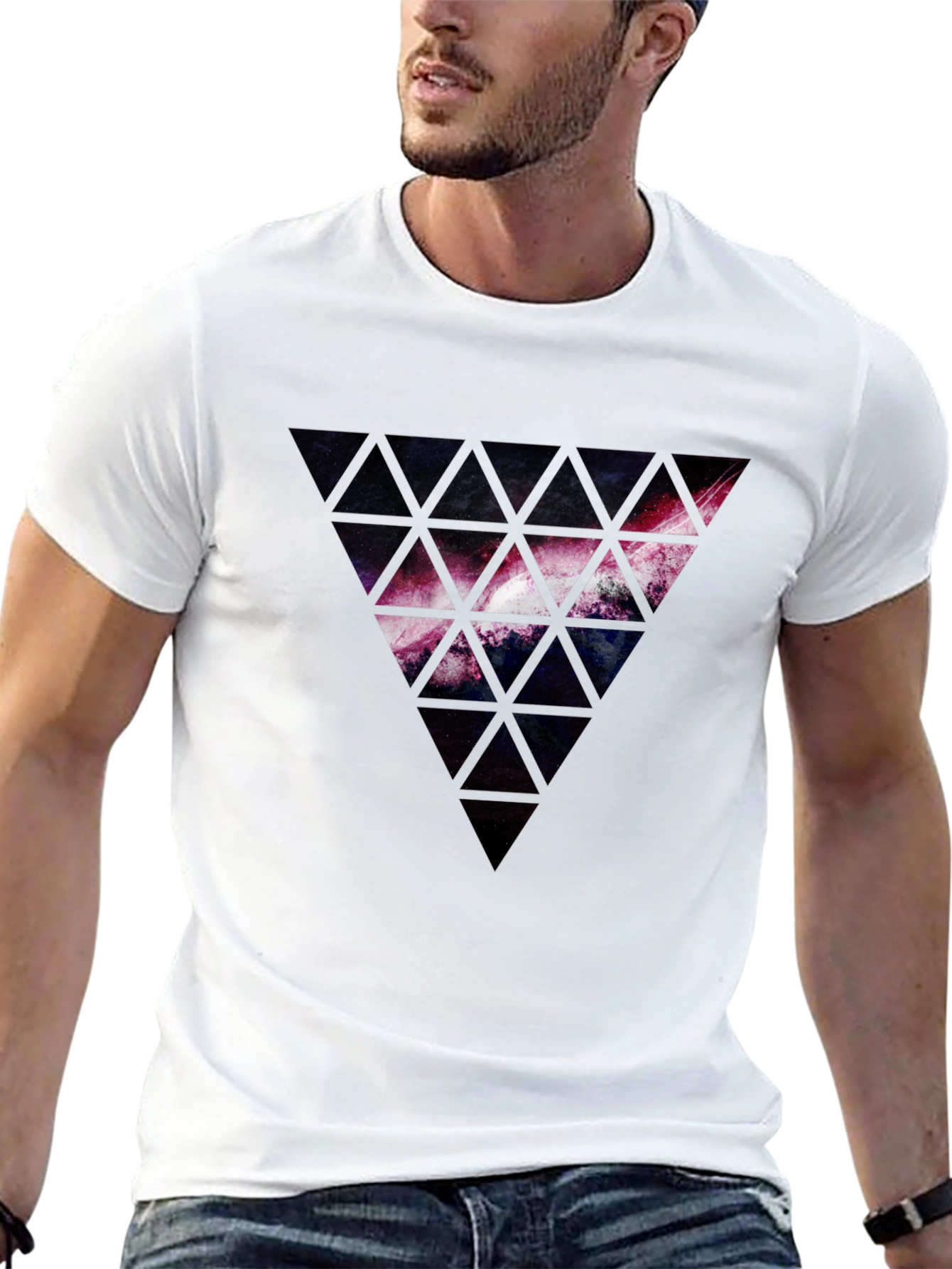 Galaxy Triangle Graphic Black T-Shirt
