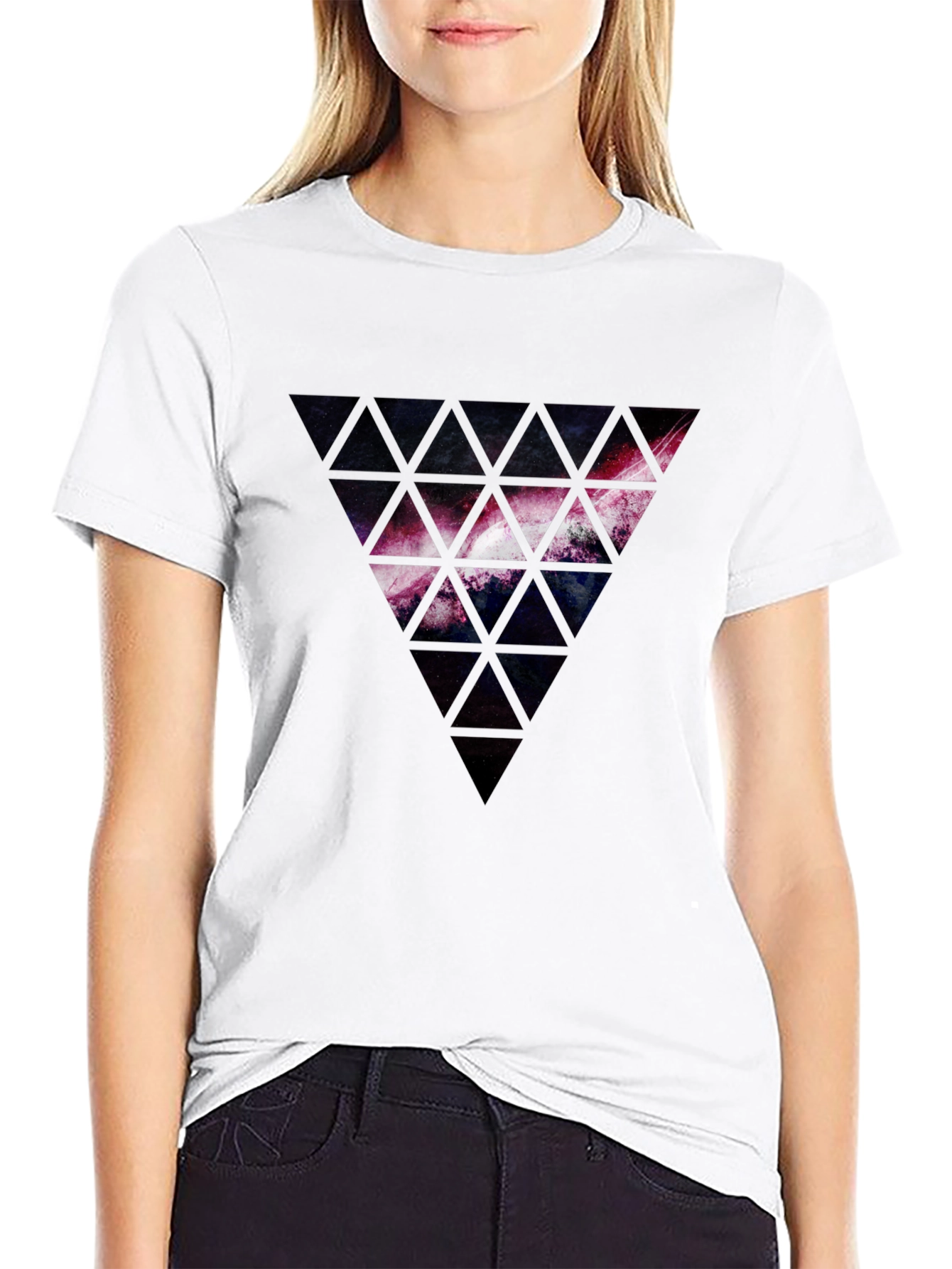 Galaxy Triangle Graphic Black T-Shirt