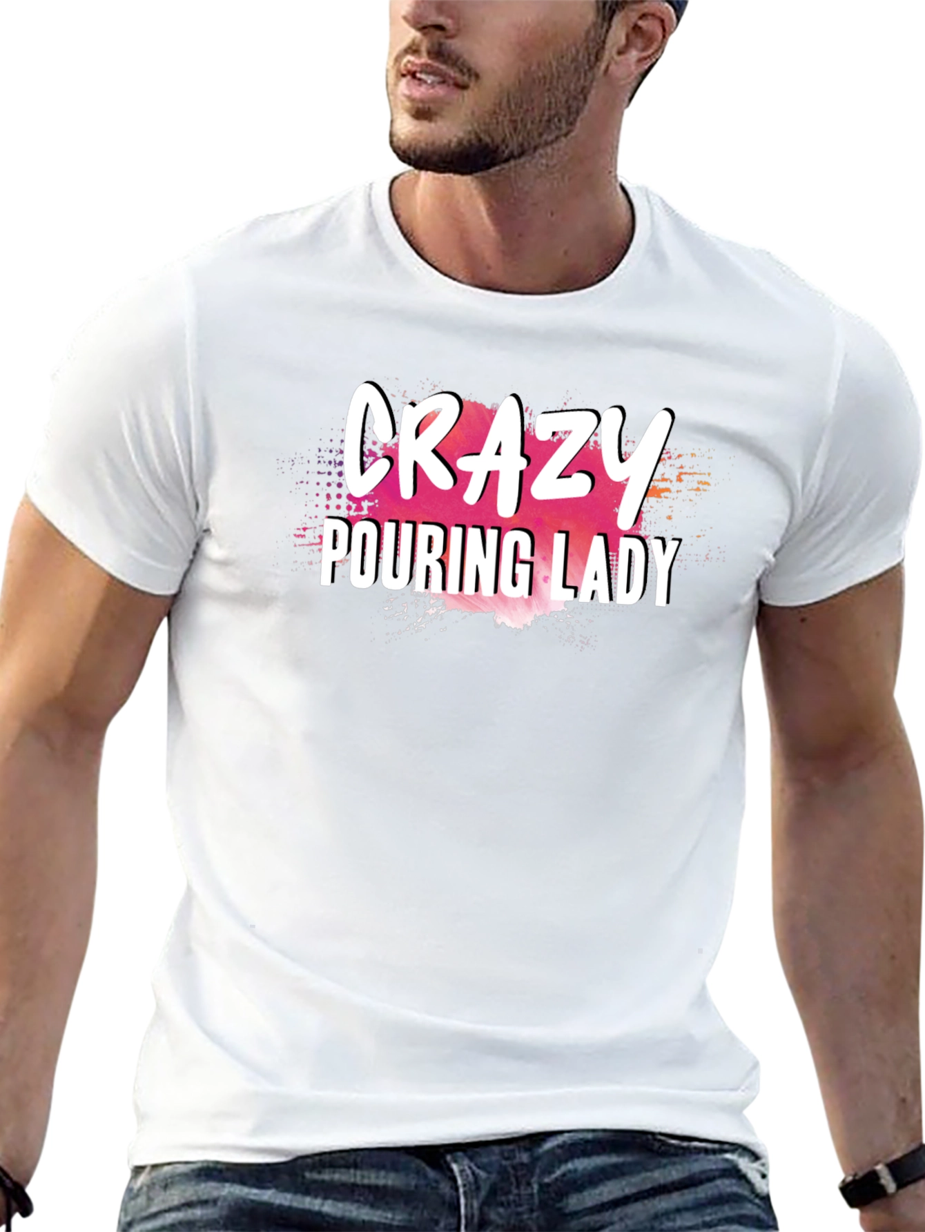 Crazy Pouring Lady Graphic Tee - Black