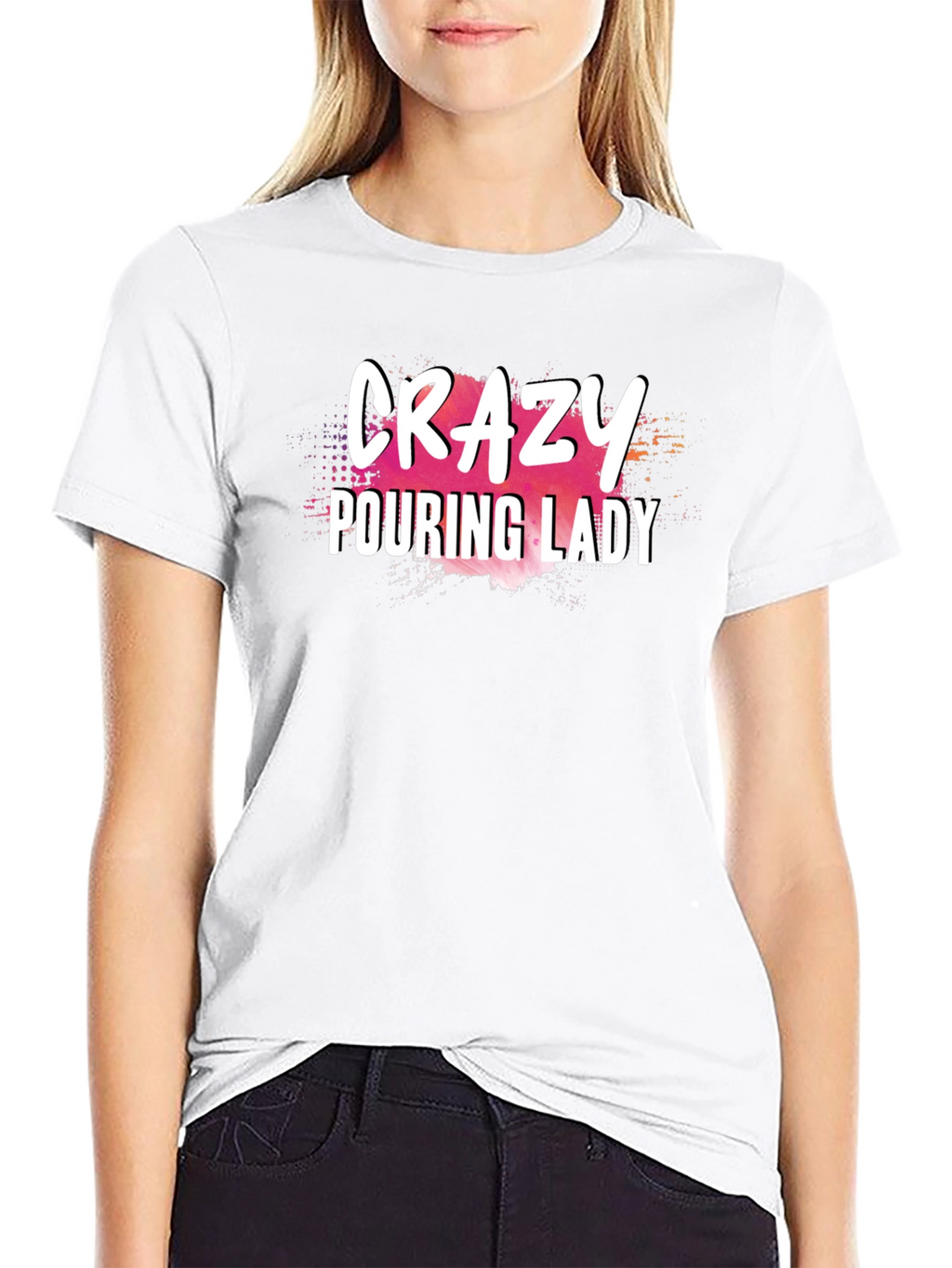Crazy Pouring Lady Graphic Tee - Black