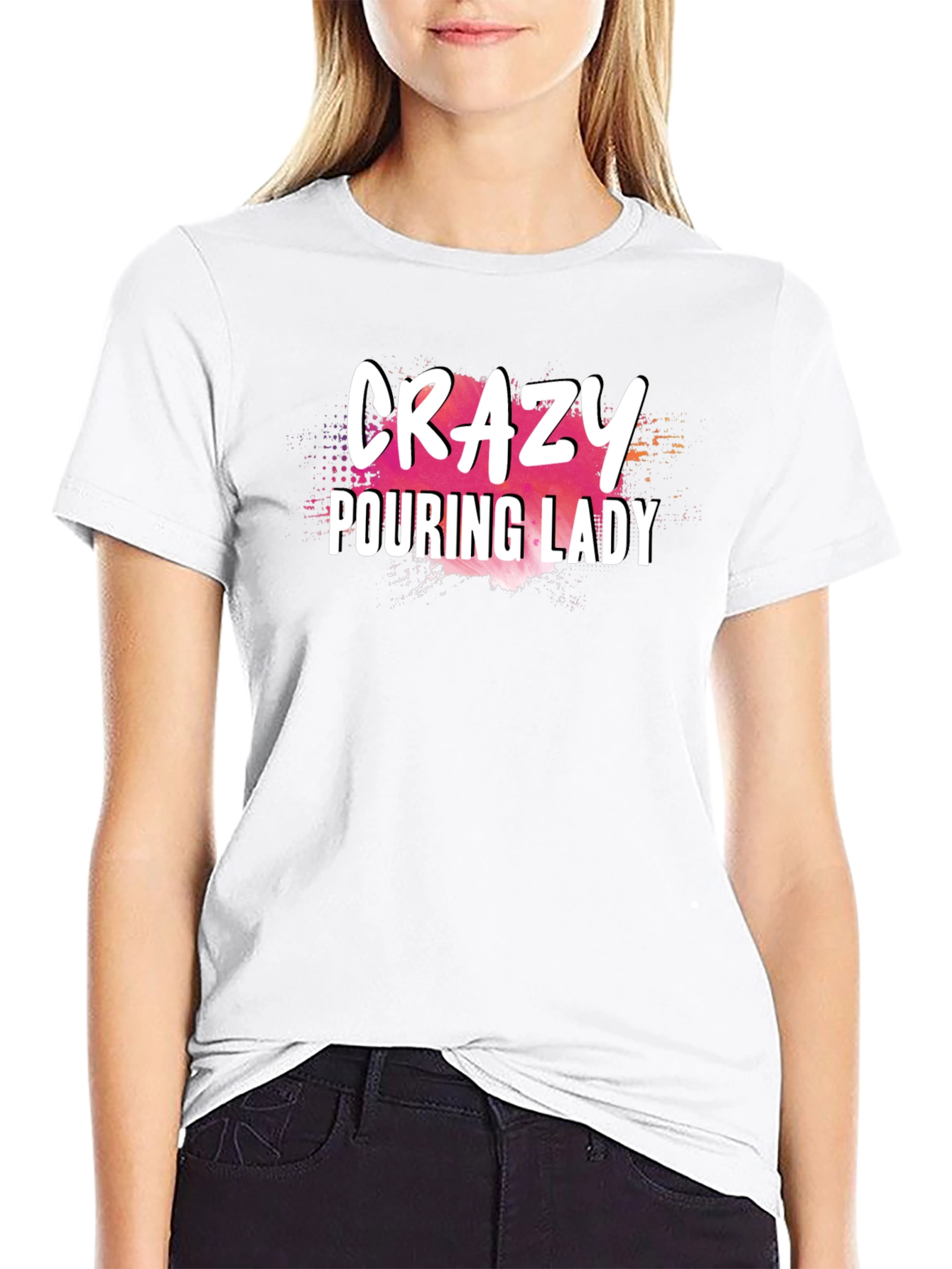 Crazy Pouring Lady Graphic Tee - Black