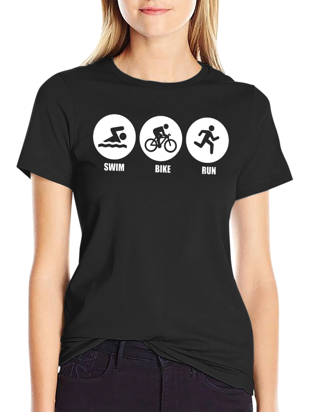 Triathlon Black T-Shirt - Swim Bike Run!