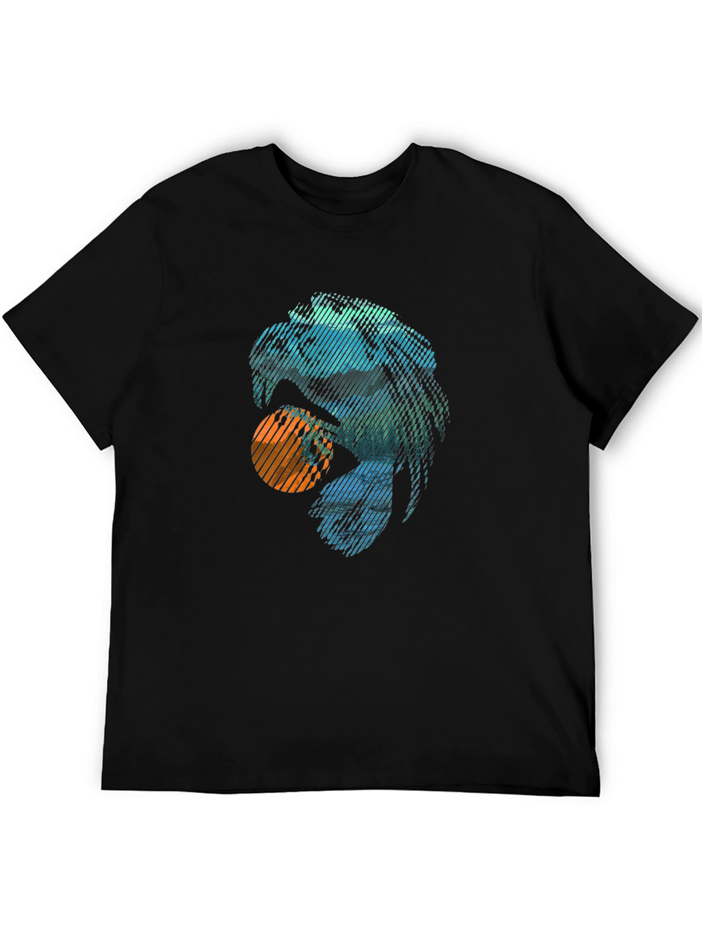 Abstract Eagle Graphic Tee - Trendy Casual Black T-Shirt