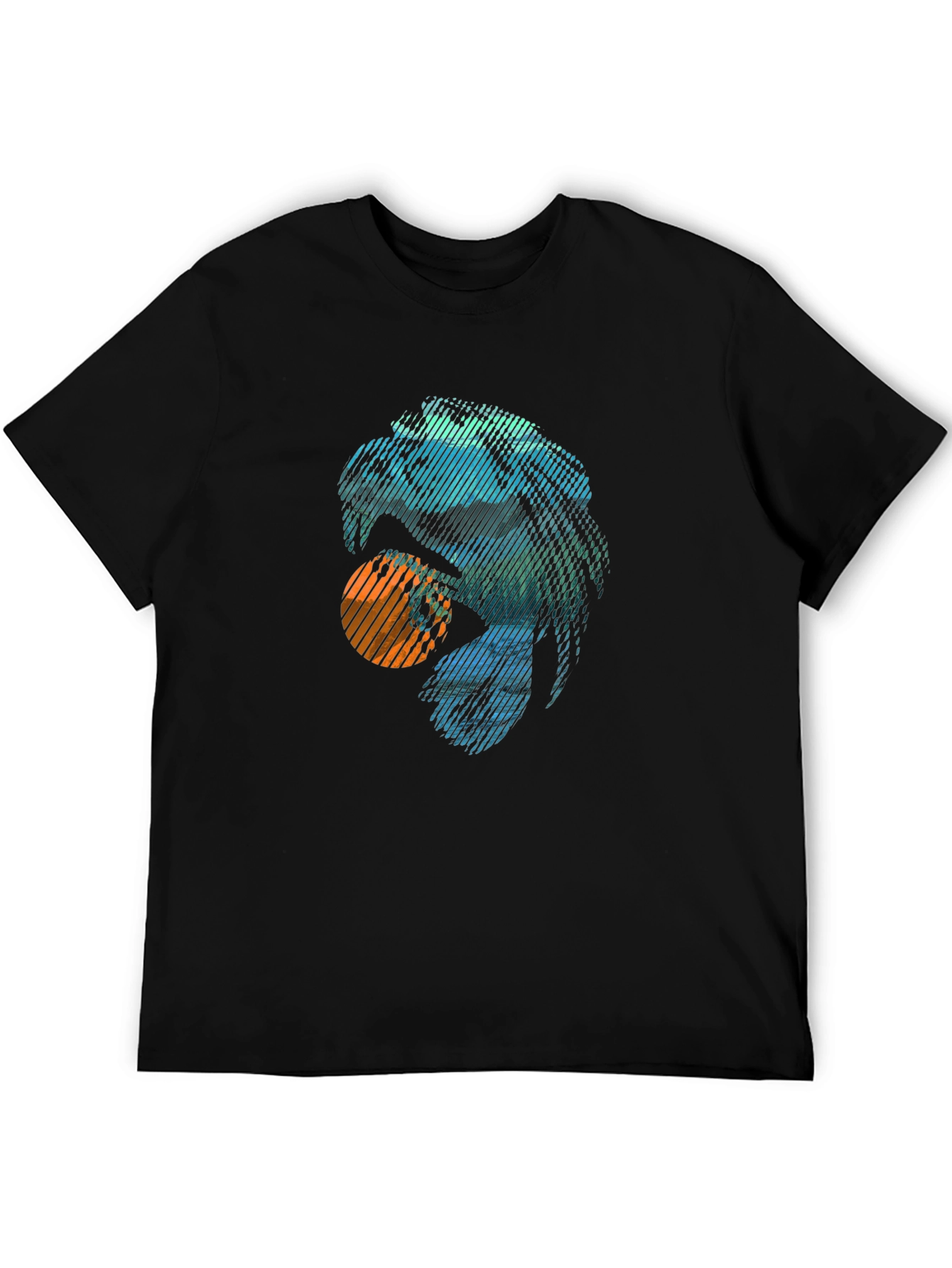 Abstract Eagle Graphic Tee - Trendy Casual Black T-Shirt