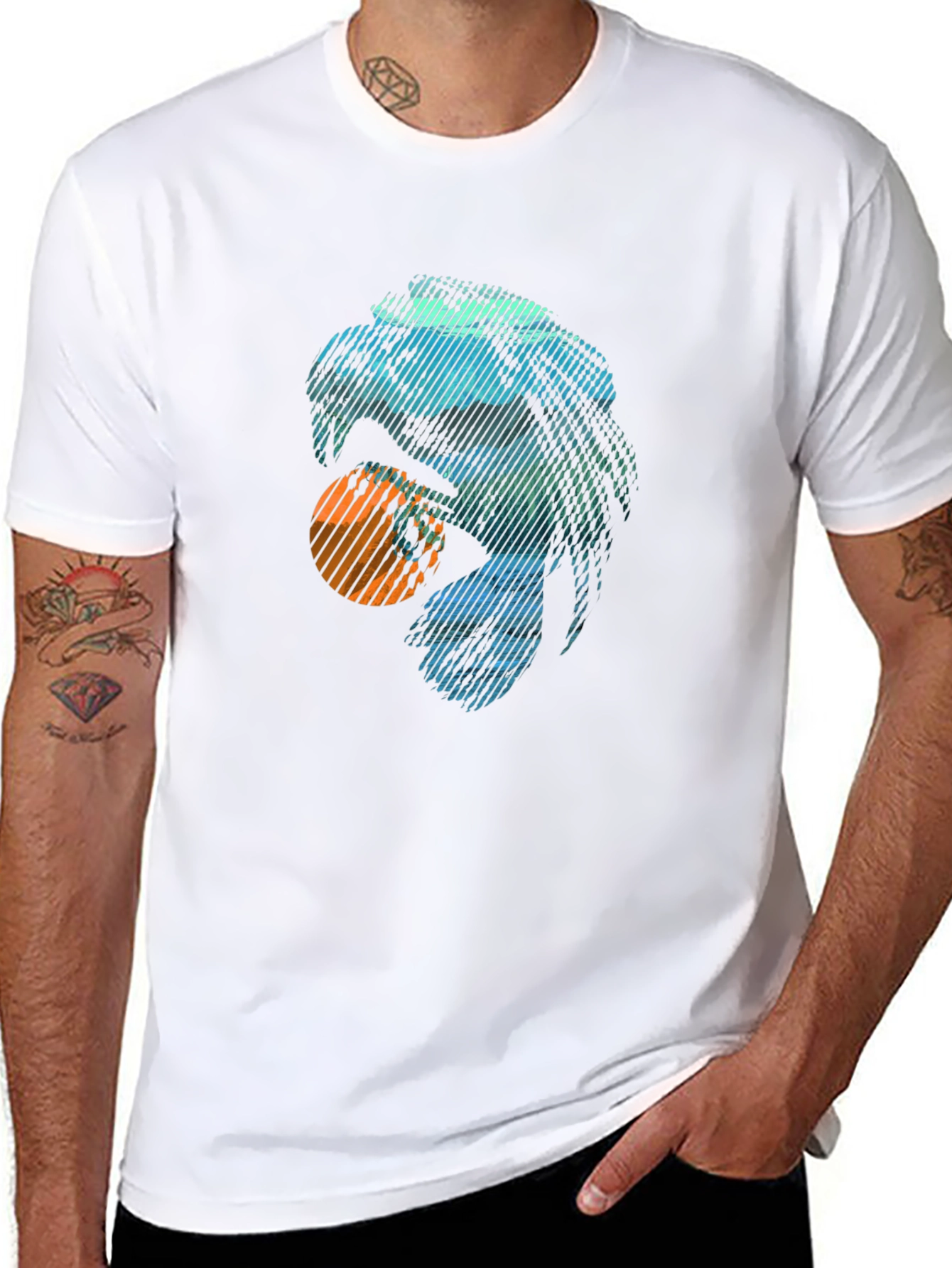 Abstract Eagle Graphic Tee - Trendy Casual Black T-Shirt