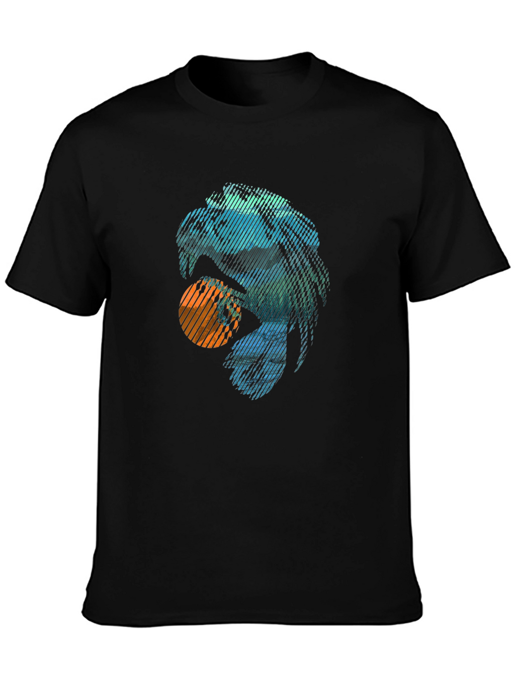Abstract Eagle Graphic Tee - Trendy Casual Black T-Shirt