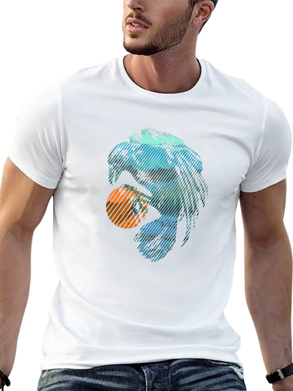 Abstract Eagle Graphic Tee - Trendy Casual Black T-Shirt