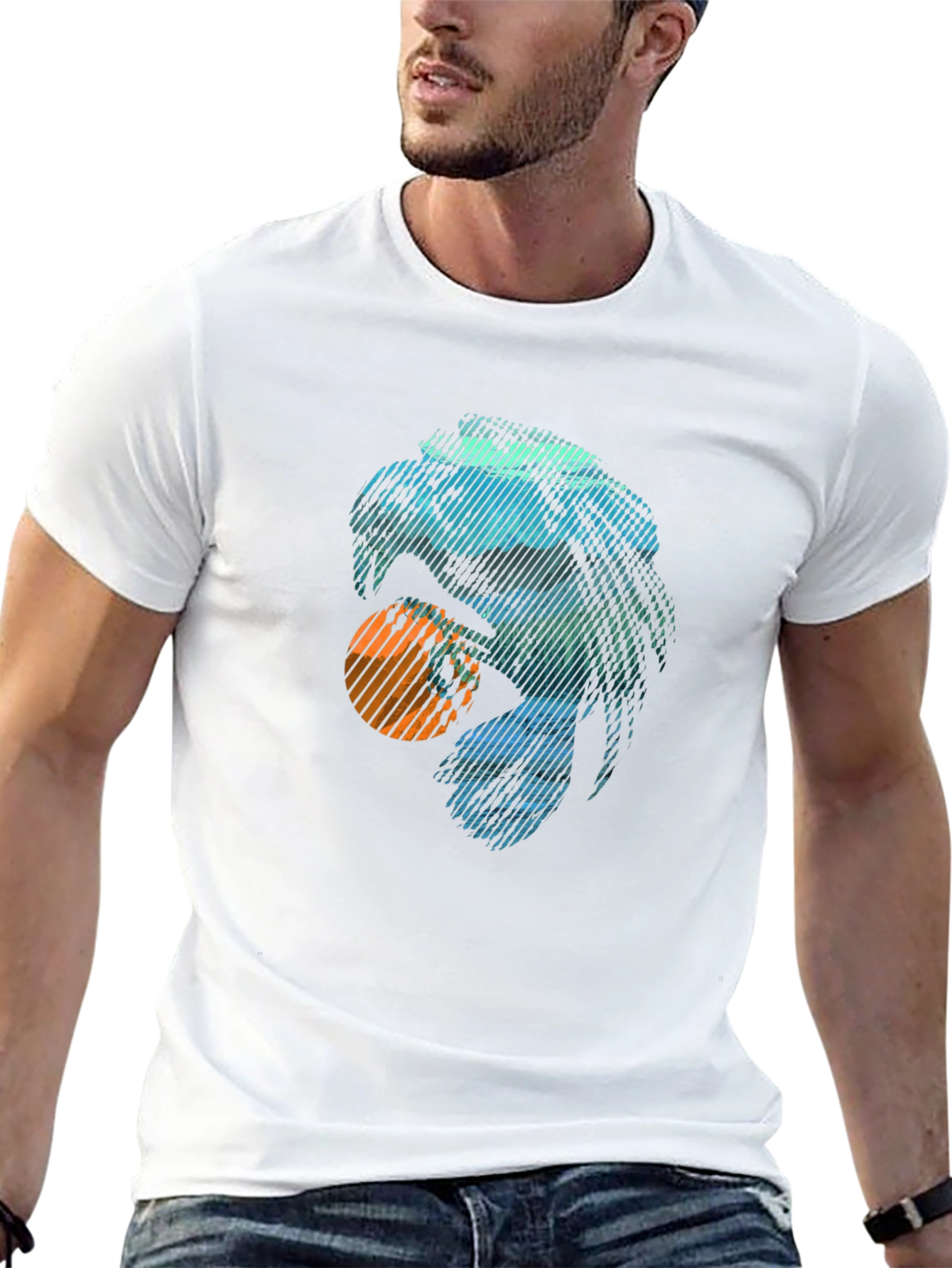 Abstract Eagle Graphic Tee - Trendy Casual Black T-Shirt