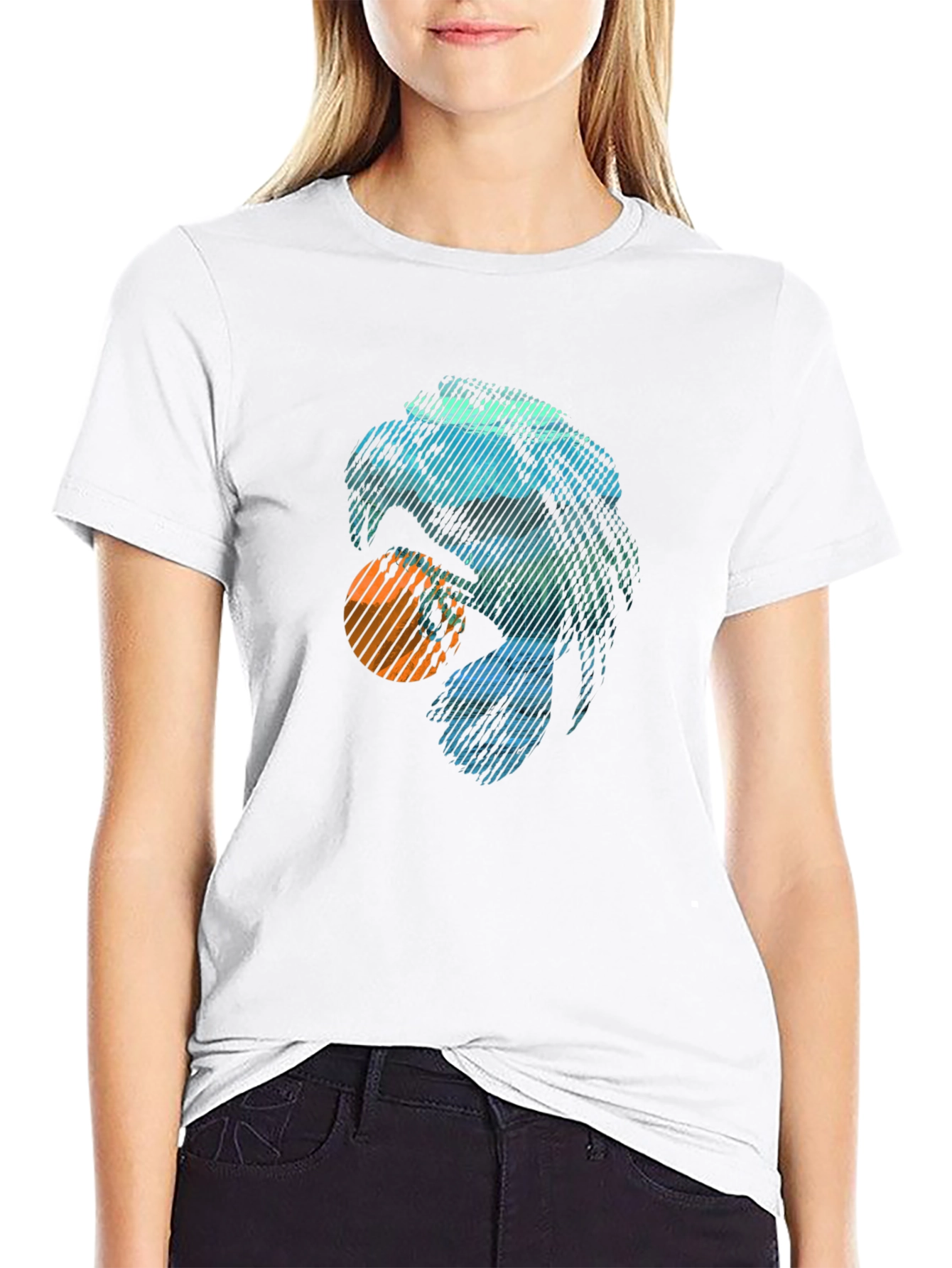 Abstract Eagle Graphic Tee - Trendy Casual Black T-Shirt