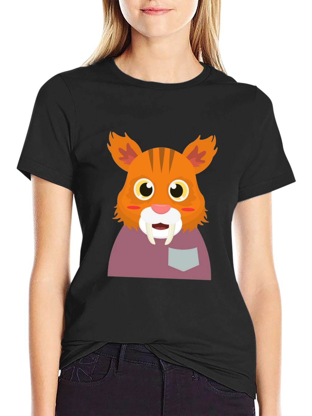 Saber-Tooth Tiger Cartoon Graphic Tee