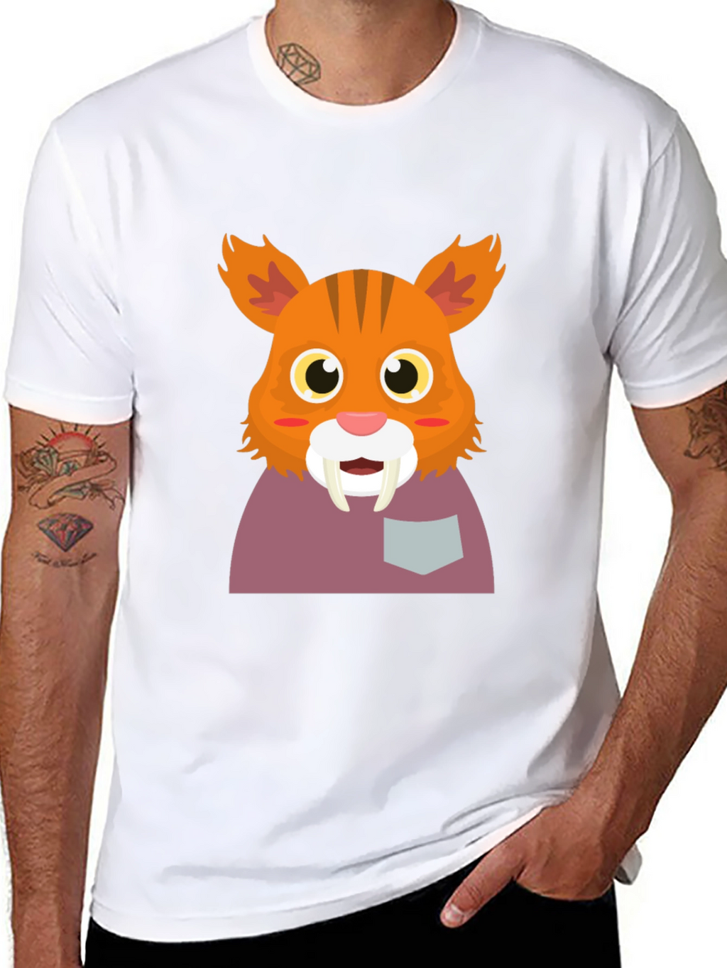 Saber-Tooth Tiger Cartoon Graphic Tee