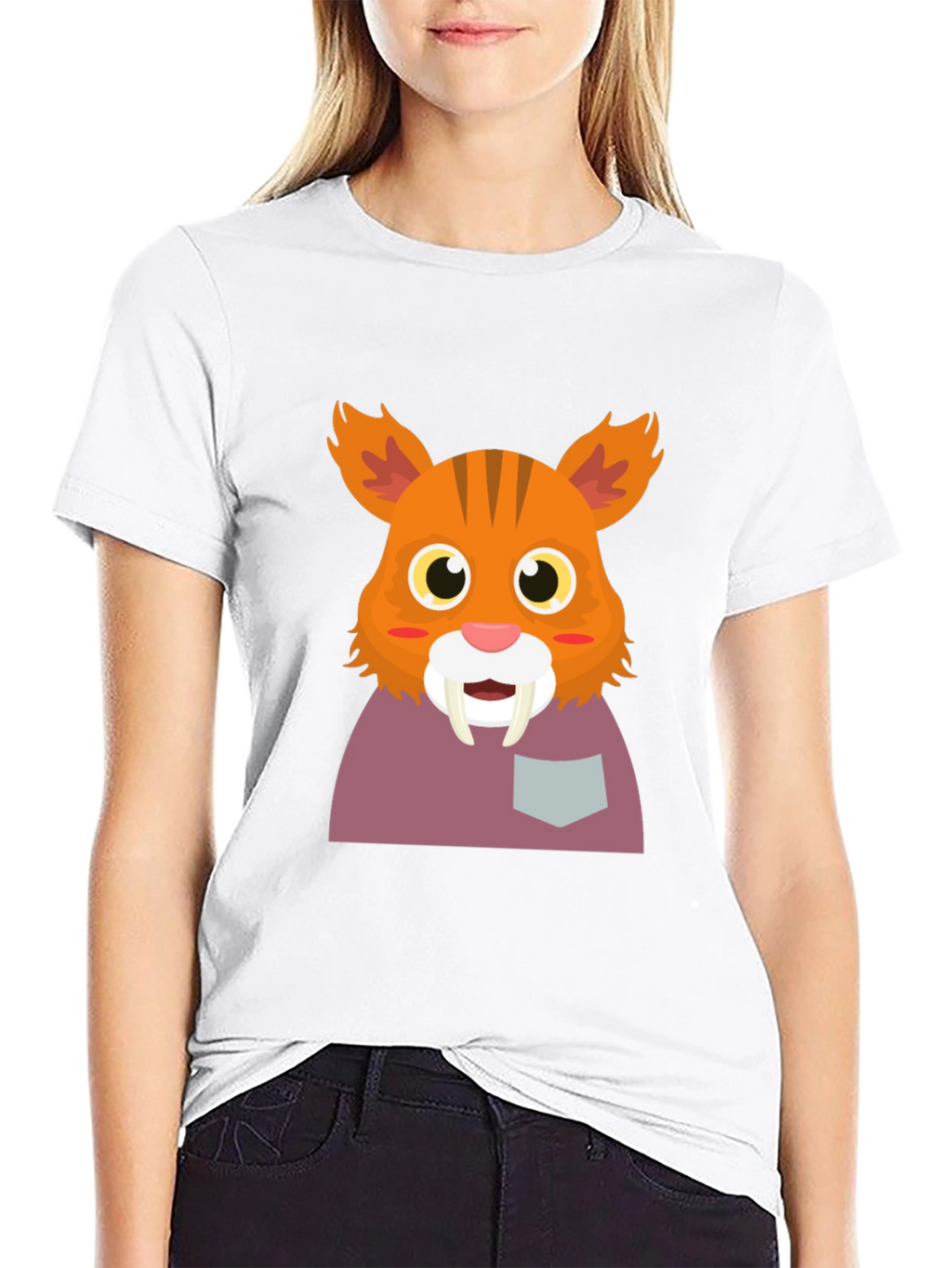 Saber-Tooth Tiger Cartoon Graphic Tee