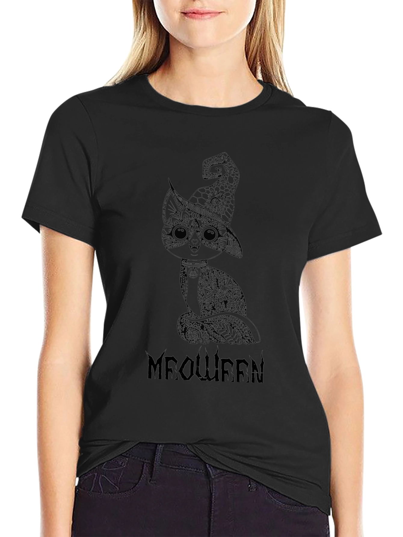 Meowween Black T-Shirt - Halloween Cat Tee