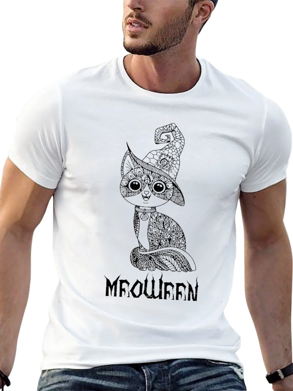 Meowween Black T-Shirt - Halloween Cat Tee