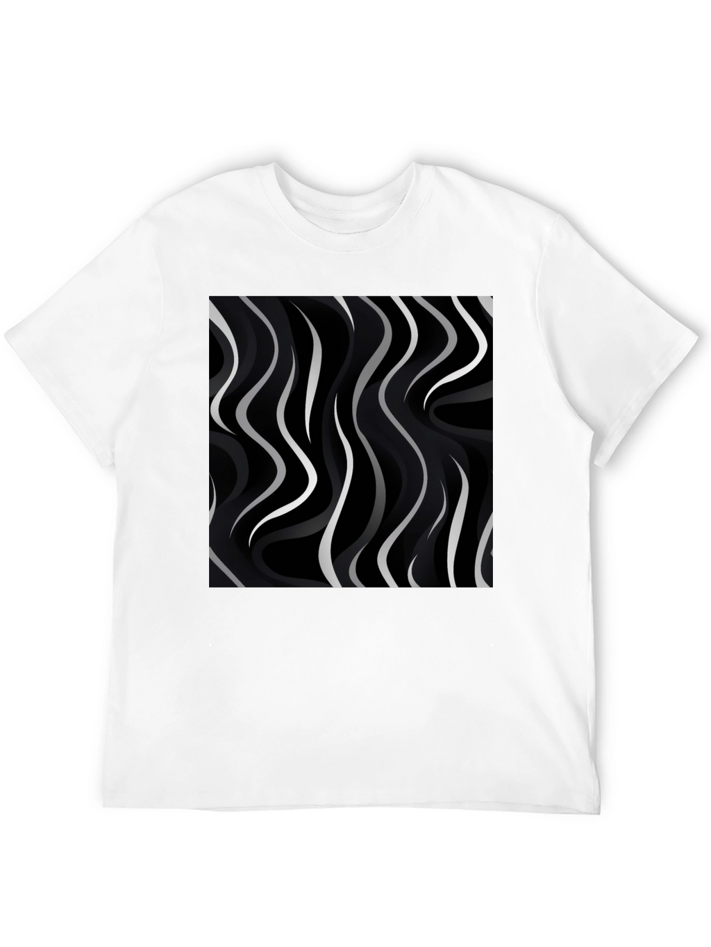 Abstract Wave Pattern Black Tee - Modern Graphic Shirt
