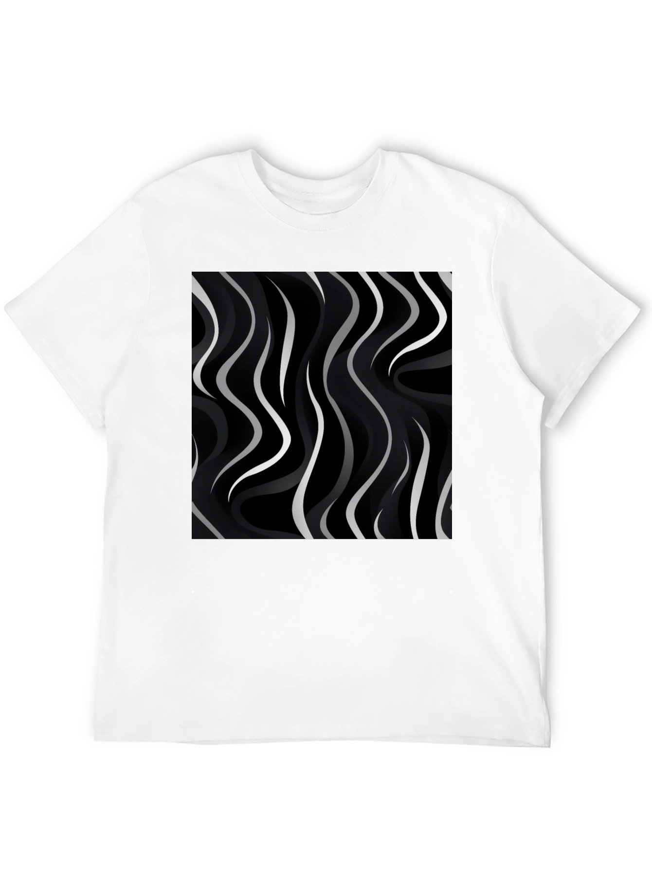 Abstract Wave Pattern Black Tee - Modern Graphic Shirt