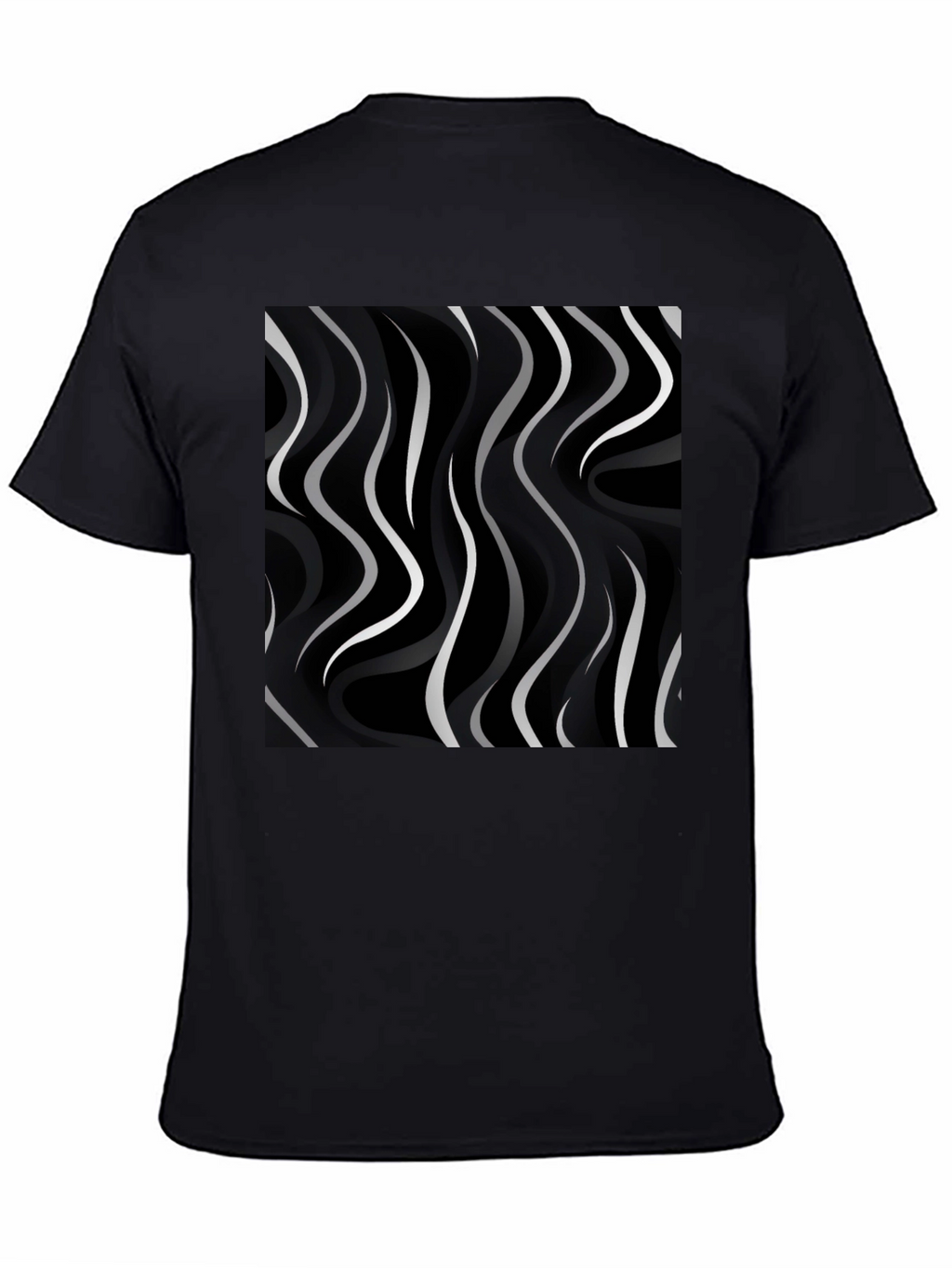 Abstract Wave Pattern Black Tee - Modern Graphic Shirt