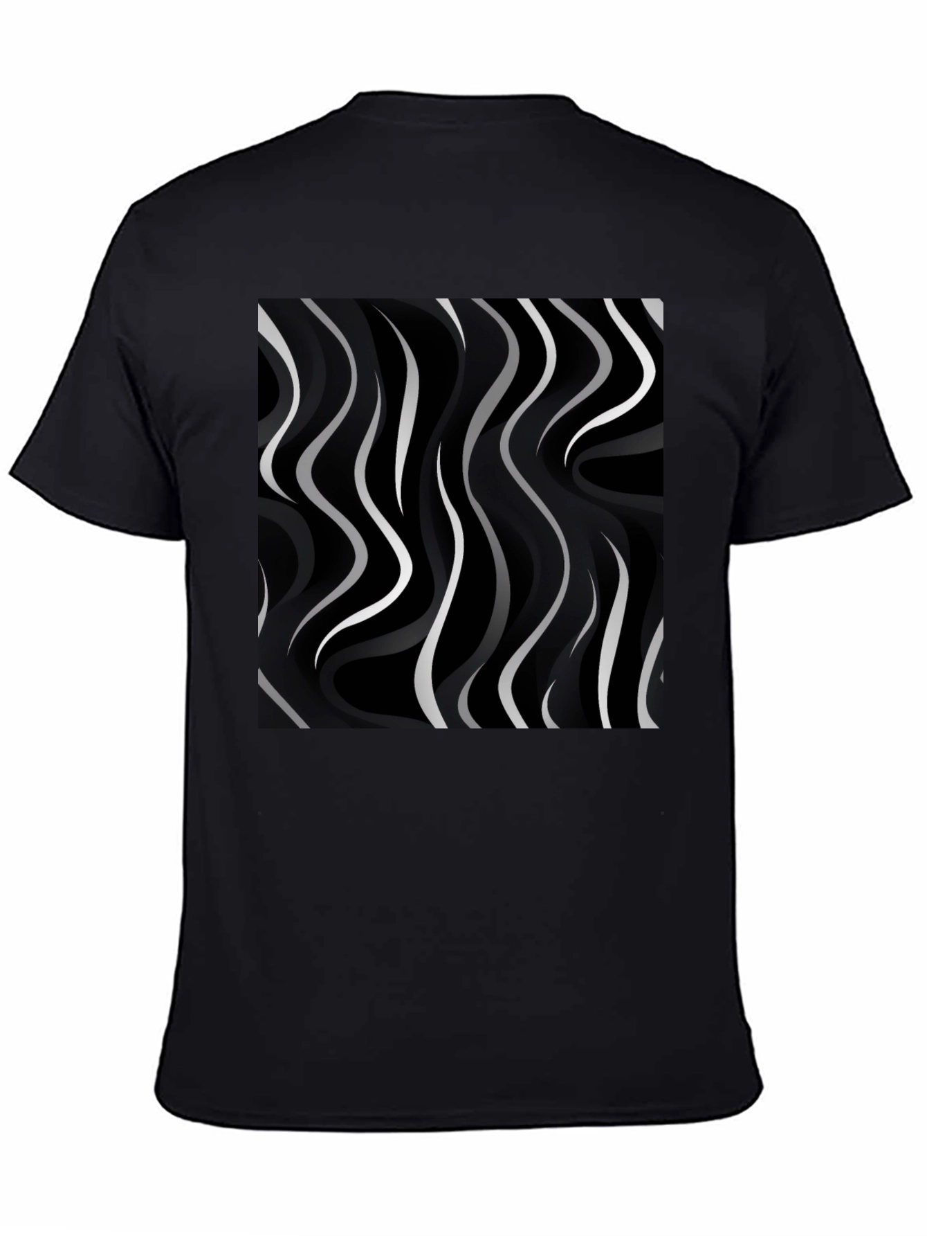 Abstract Wave Pattern Black Tee - Modern Graphic Shirt