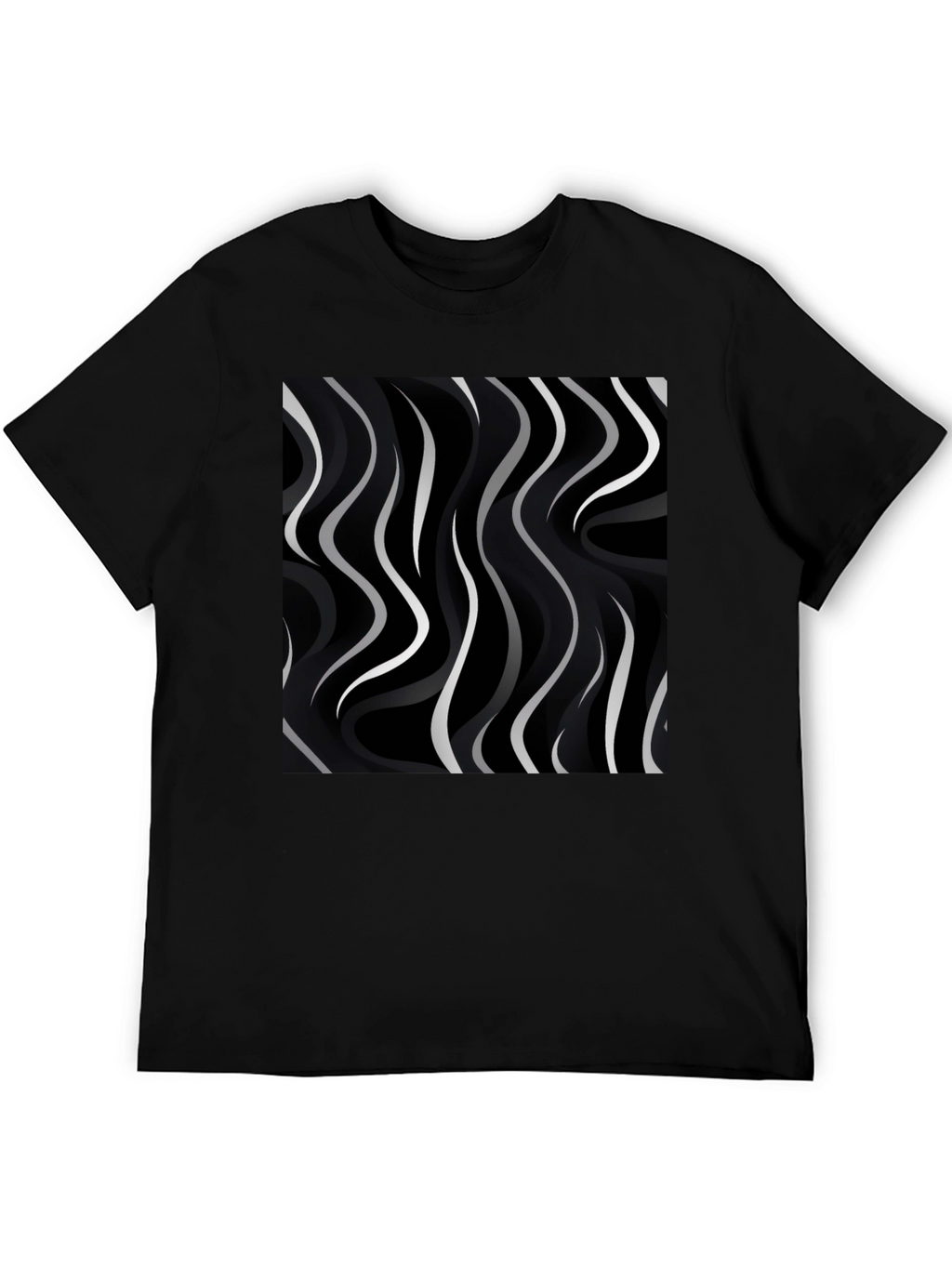 Abstract Wave Pattern Black Tee - Modern Graphic Shirt