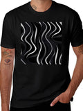 Abstract Wave Pattern Black Tee - Modern Graphic Shirt